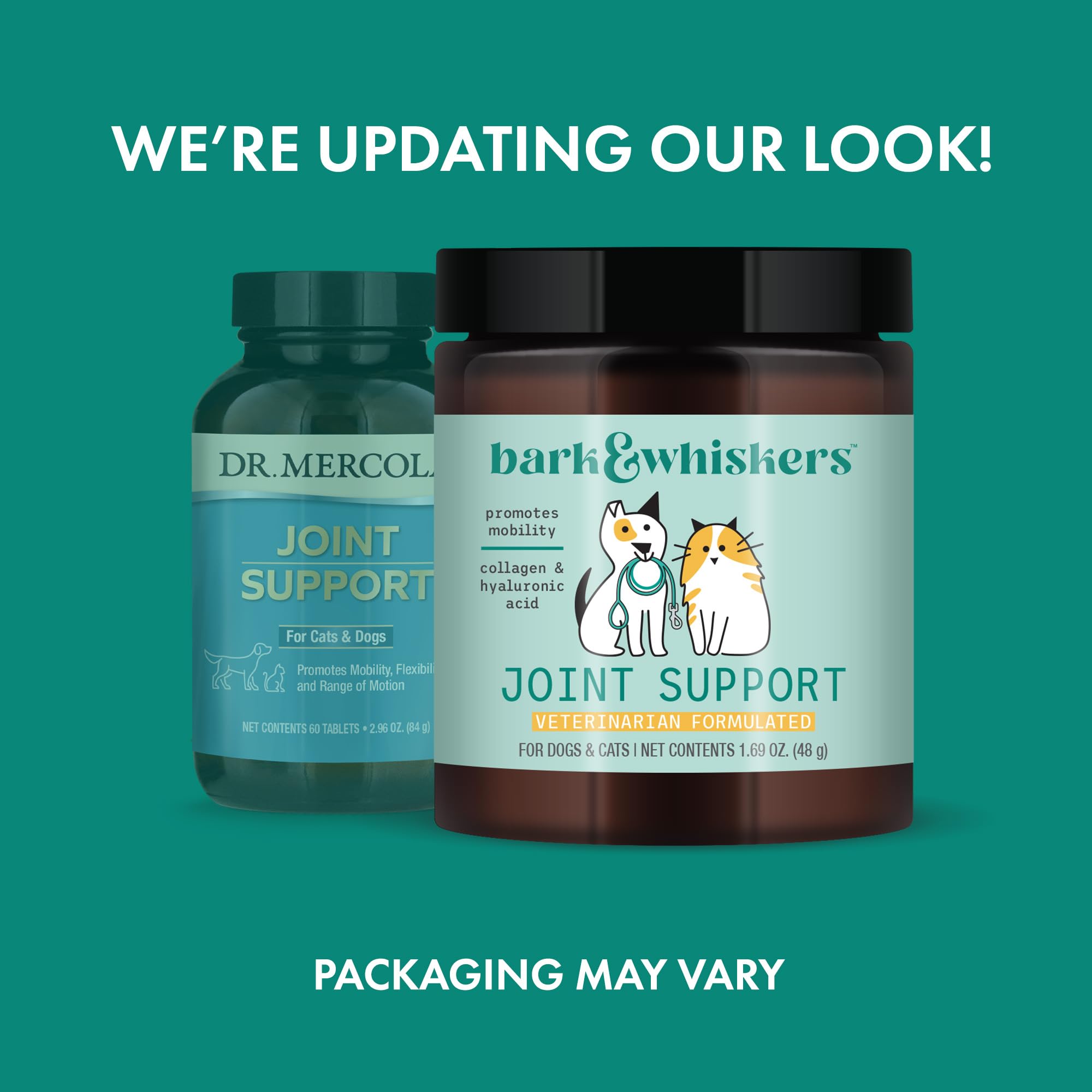 Bark & Whiskers Joint Support for Dogs & Cats, 1.69 Oz. (48 g), Collagen & Hyaluronic Acid, Promotes Mobility, Veterinarian Form