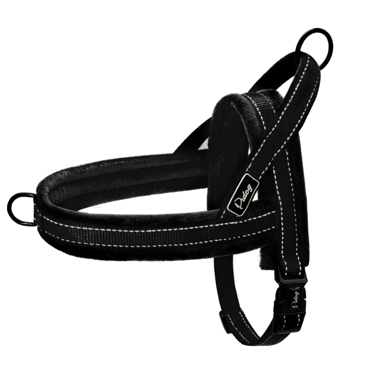 Didog Soft Flannel Padded Dog Vest Harness, Escape Proof/Quick Fit Reflective Dog Strap Harness, Easy For Training Walking,Black