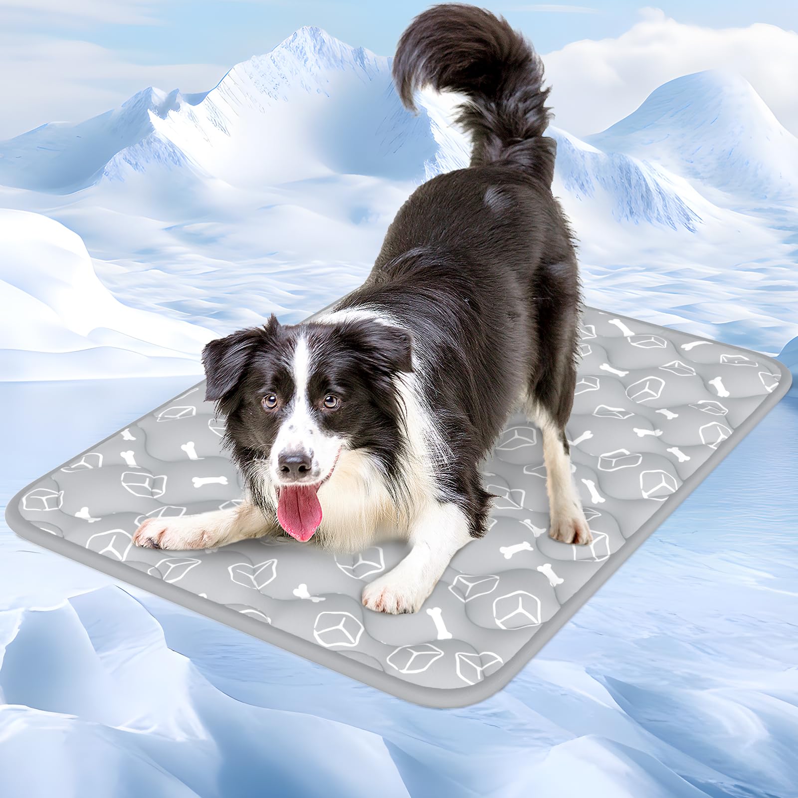 Rywell Dog Cooling Mat 2.0,Elegant Grey Edition,36 * 27Thickened Cooling Pad For Dogs, Internal Waterproof & Endothermic Color C
