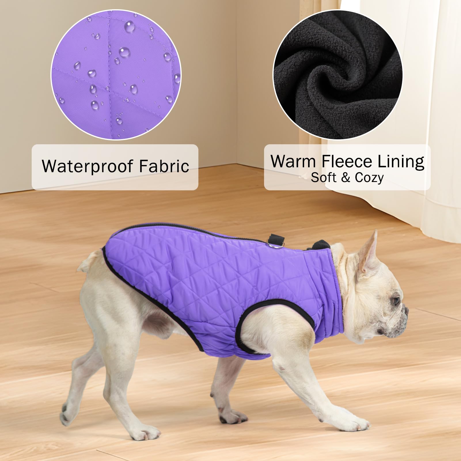 Scenereal Warm Dog Jacket - Winter Coat With Harness, Waterproof, Fleece Puffer Vest Windproof Snow Clothes For Small To Medium