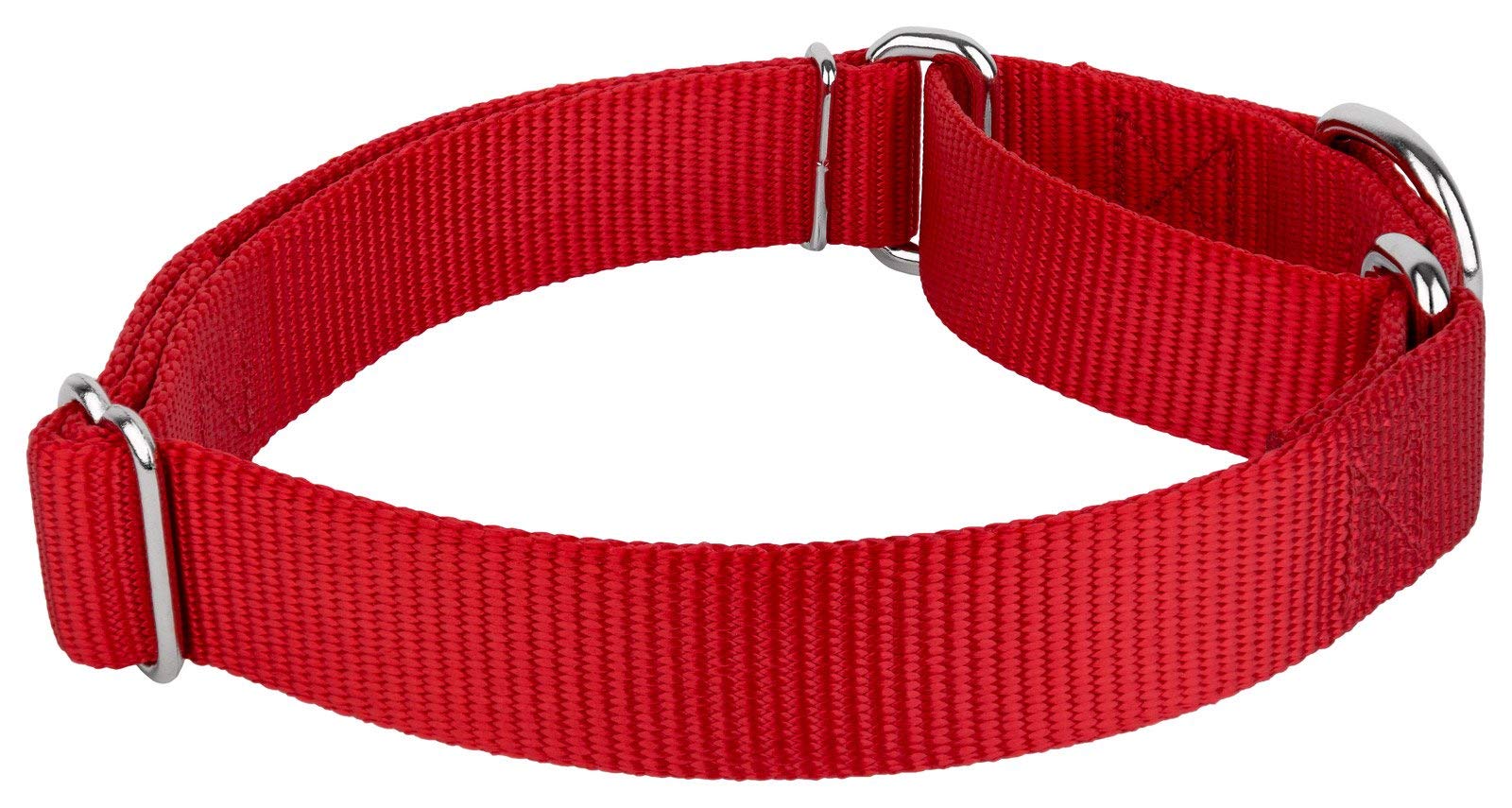 Country Brook Petz Martingale Dog Collar - Heavy-Duty Training Collar With No Buckle - Service Dog Collar For All Pups - Vibrant, Colorful Collection (Red, 1 Inch, Large)