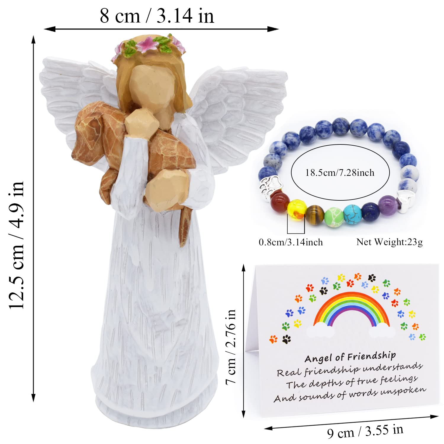Angel of Friendship Dog Memorial Gifts, Pet Sympathy Gift, Loss of Dog Gifts, Passed Away Dog Gifts, Angel Figurines Dog Remembr
