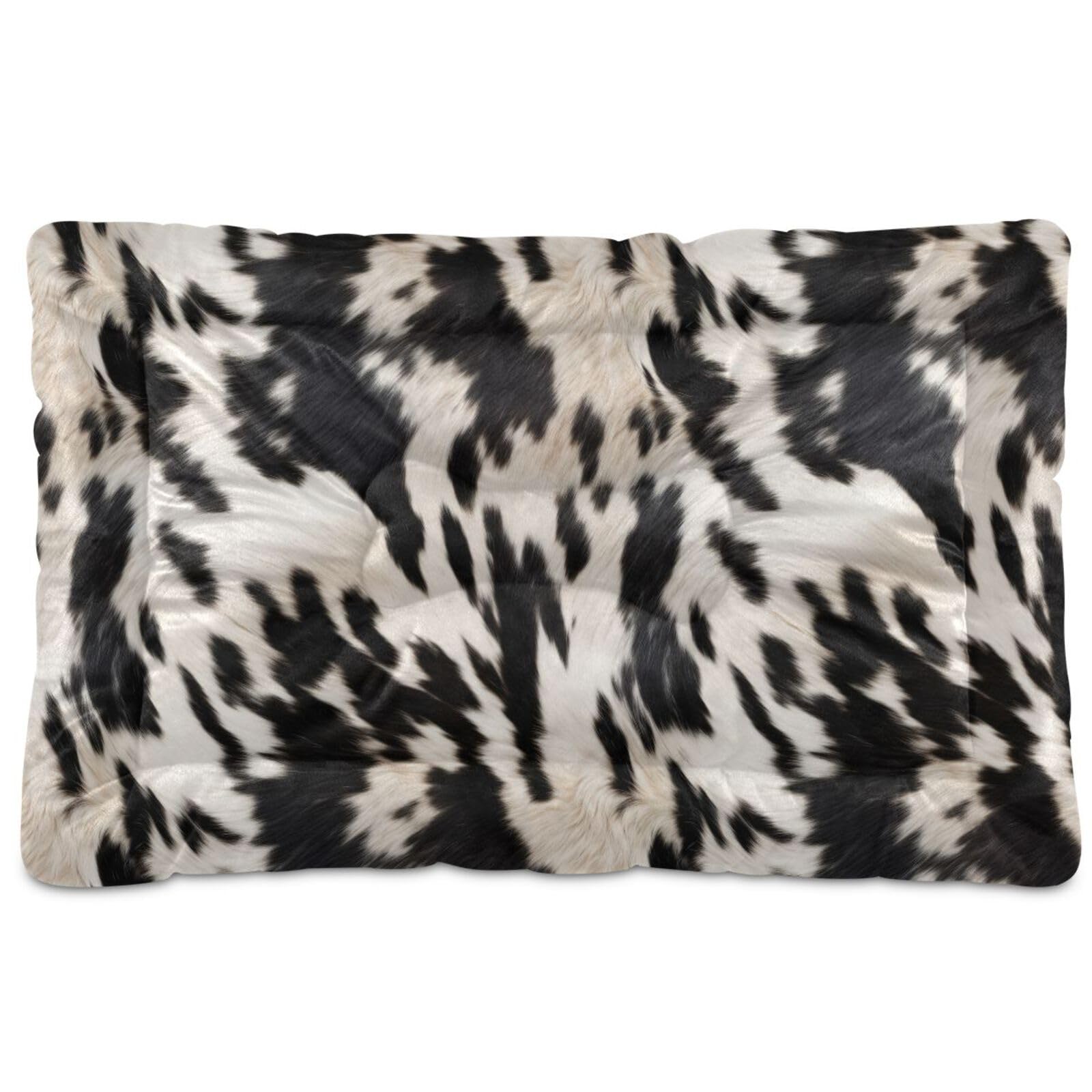 Coikll 3D Cow Print Pet Bed Pad Soft Dog Bed Mat With Anti-Slip Bottom, Machine Washable Crate Pad Mattress For Dog Sleeping- 36