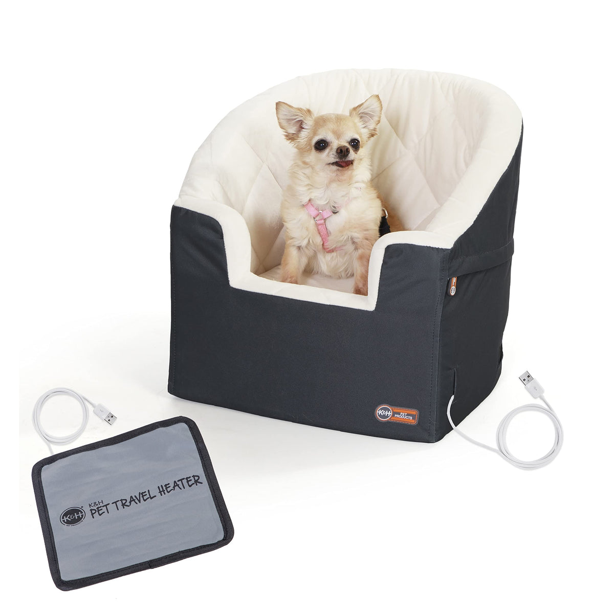 K&H Pet Products Bucket Booster Dog Car Seat with Dog Seat Belt for Car, Washable Small Dog Car Seat, Sturdy Dog Booster Seats f