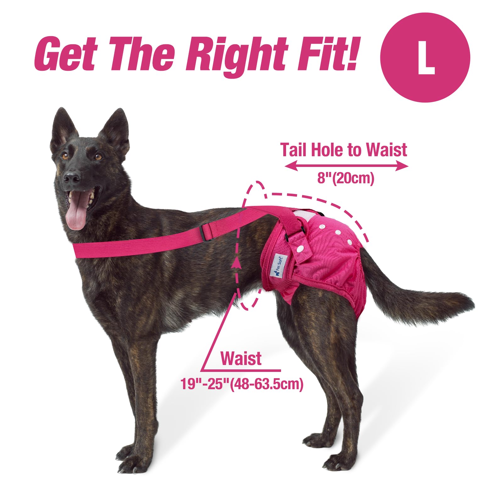 Pet Soft Washable Female Dog Diapers With Adjustable Suspenders (3 Pack) Escape-Proof & Super Absorb Reusable Diapers For Heat,