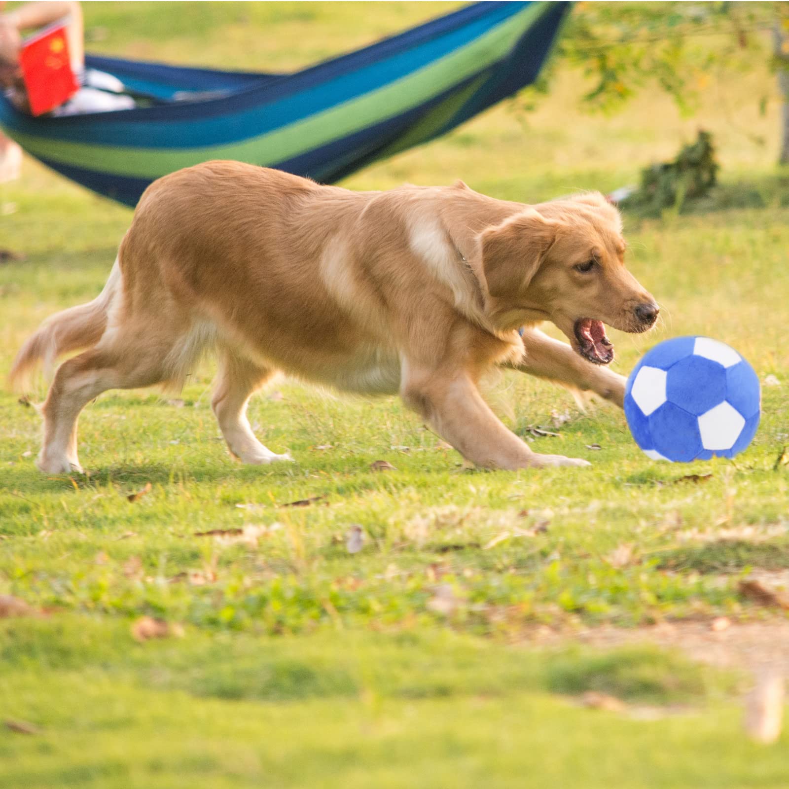 Piang Gouer Interactive Dog Toys Soccer Ball,Plush Squeaky Dog Toys Ball,Dog Puzzle Toys Football Indoor Outdoor Jolly Ball For