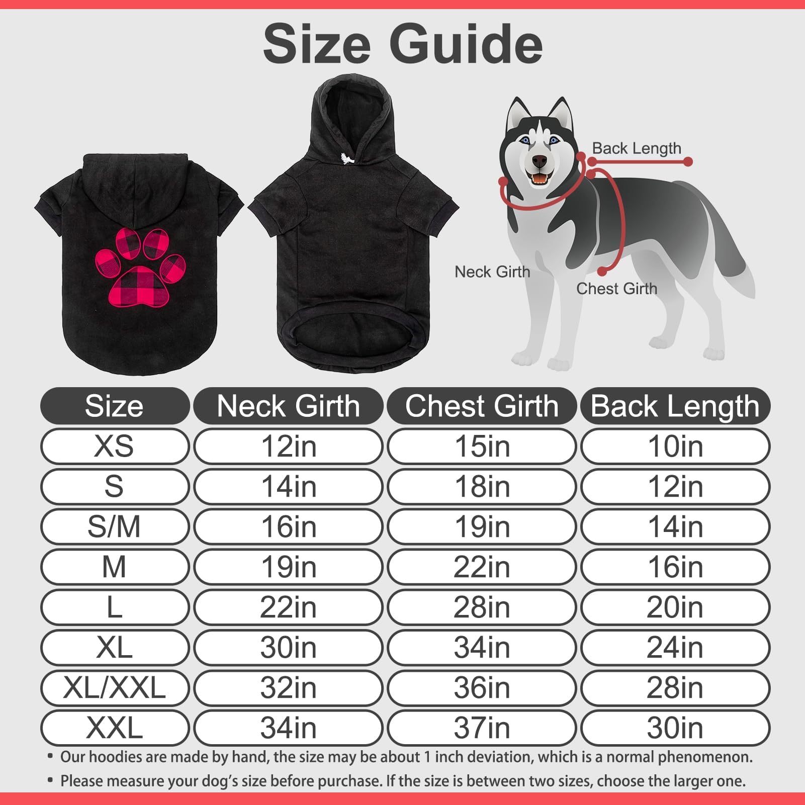 Kooltail Dog Pullover Hoodie With Hat, Pet Cold Weather Clothes With Red And Black Plaid Foot Pattern, For Small Medium Large Dogs