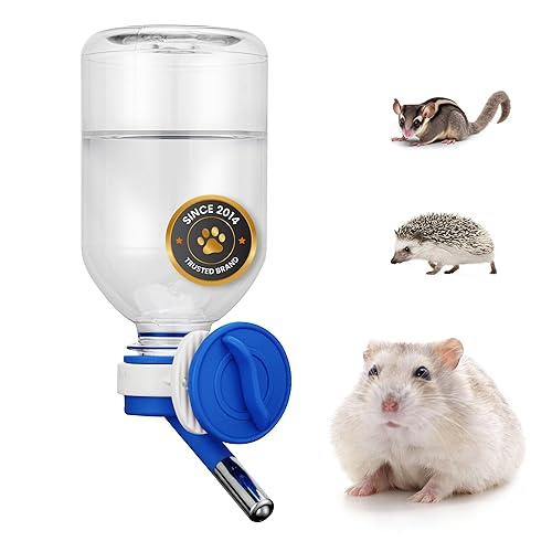 Choco Nose Patented Mini No-Drip Water Bottle/Feeder For Hamsters/Hedgehogs/Gliders/Rats/Mice/Other Small Pets And Animals - For Cages, Crates Or Wall Mount. 10.2Oz. Nozzle 10Mm, Blue (C125)