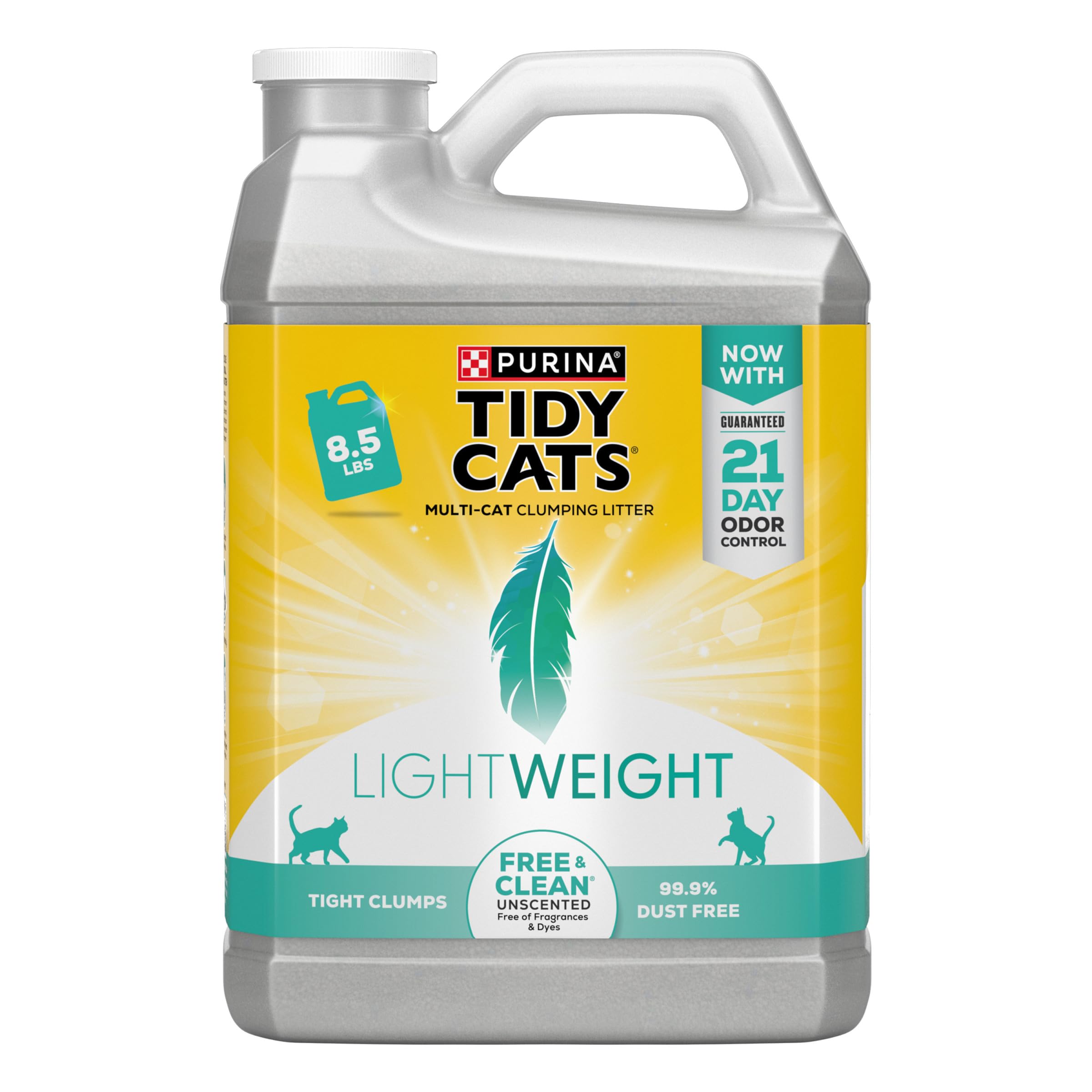 Purina Tidy Cats Low Dust, Clumping Cat Litter Odor Control, Lightweight Free And Clean Unscented, Multi Cat Litter - 8.5 Pound 