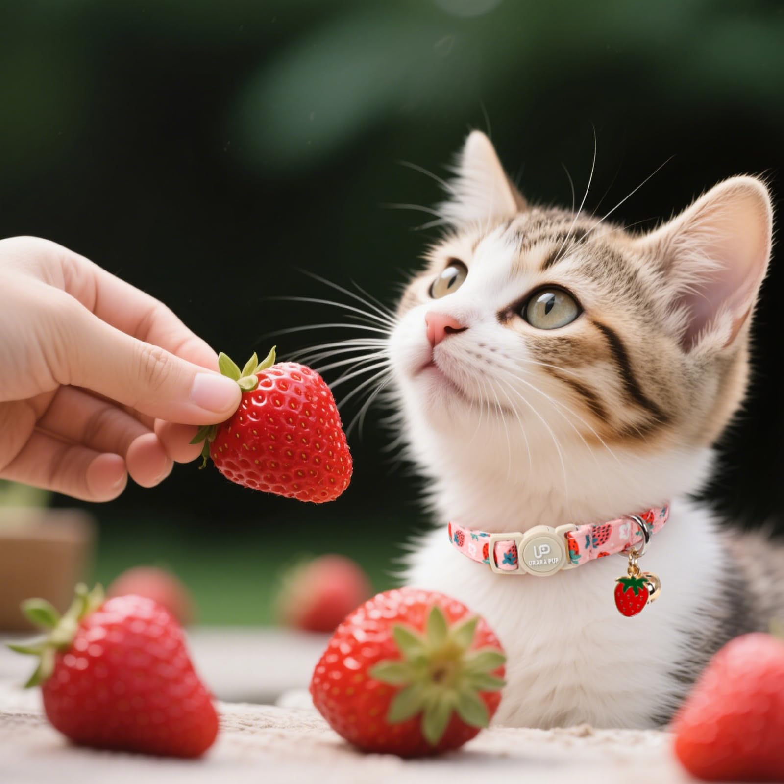 Up Urara Pup Cat Collar, 2Pack Summer Kitten Collars-Cute Lime And Strawberry Pendants-Breakaway Kitty Collars,Cat Collar With B