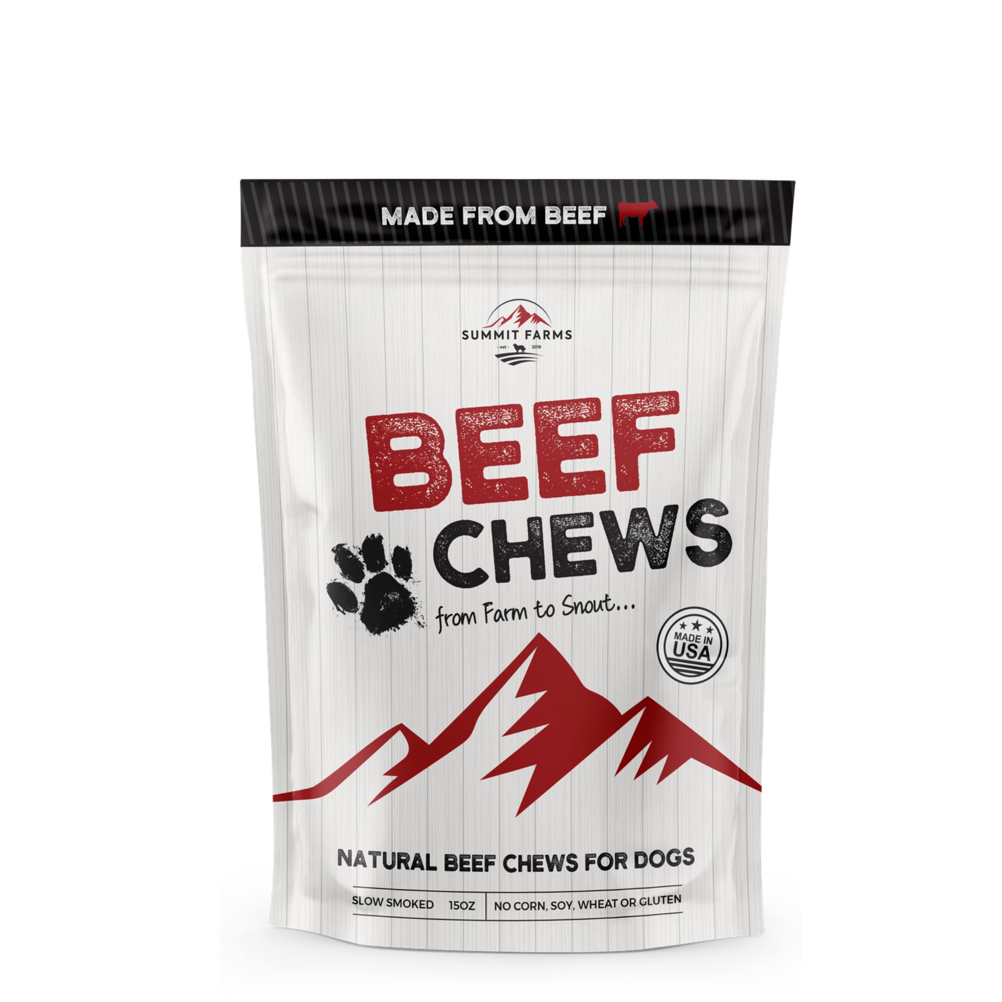 SUMMIT FARMS Beef Jerky Square Dog Treats 15 Oz Pack All-American Slow Roasted Beef Training Treats for Dogs - Healthy & Delicio