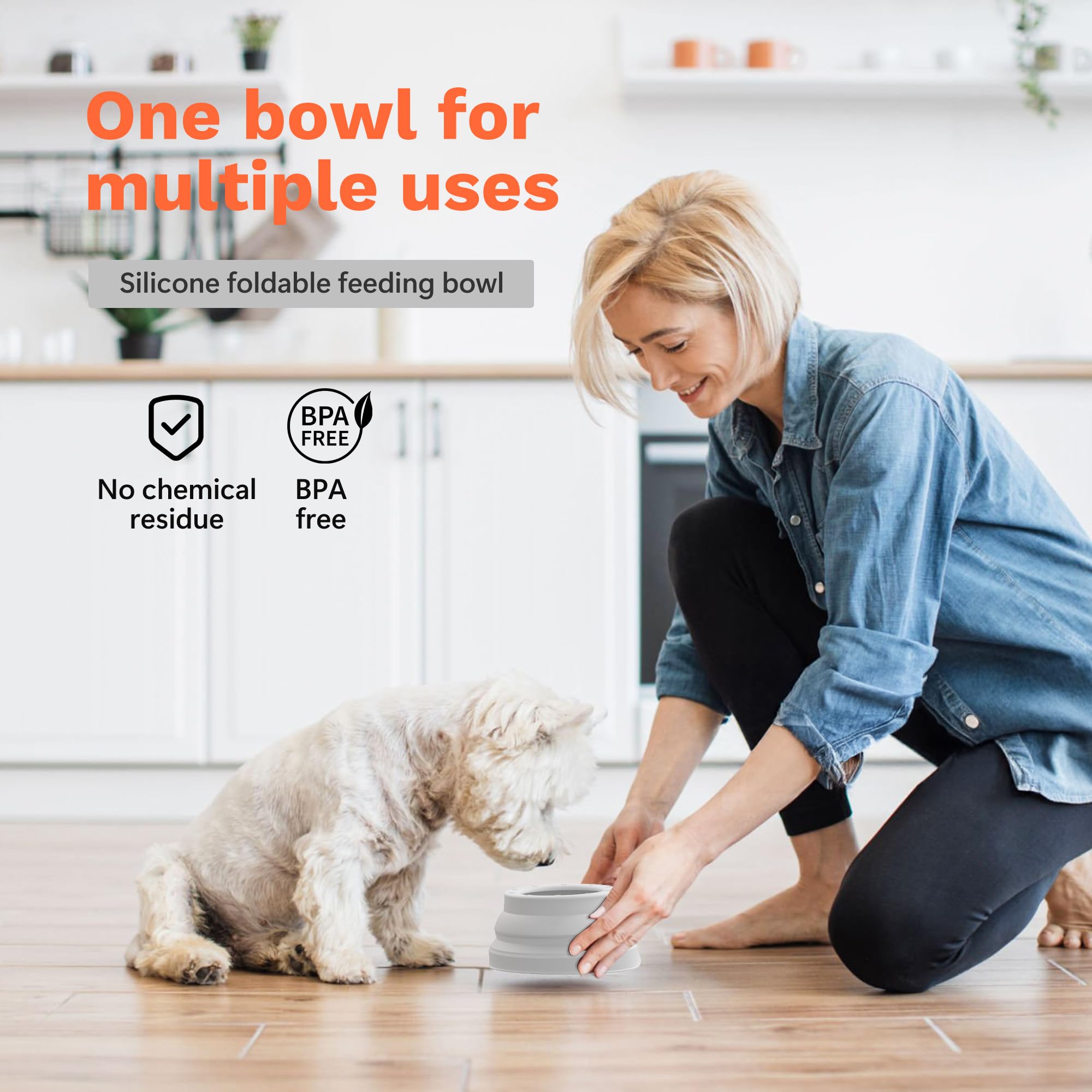 Li&Zhao Collapsible Dog Bowls - Silicone Travel Dog Bowl With Cover Lids Portable Expandable Pet Bowls Portable Water Bow For Ca