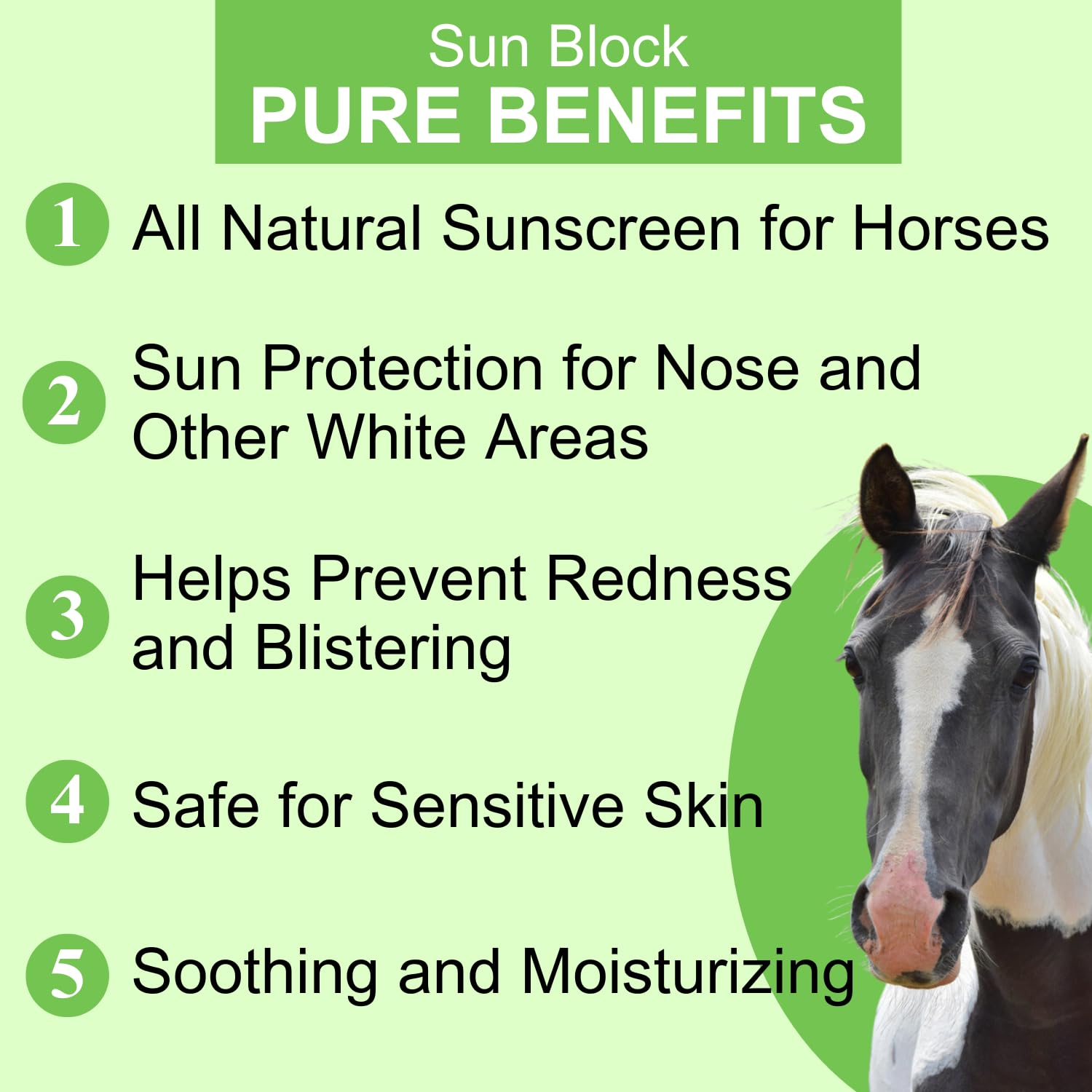 Horse Sunscreen - Nose Sun Protection - All Natural Spf Ingredients With Non-Nano Zinc Oxide - Pure Sole Equine Sun Block - Esse