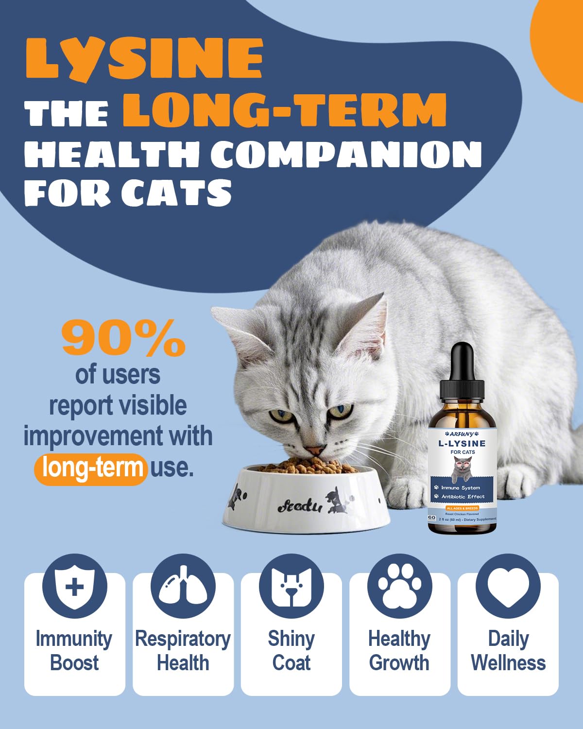 Lysine for Cats - 2 Packs Cat Lysine Drops - Sneezing Treatment, Nasal Relief - Feline Upper Respiratory Infection, Runny Nose,
