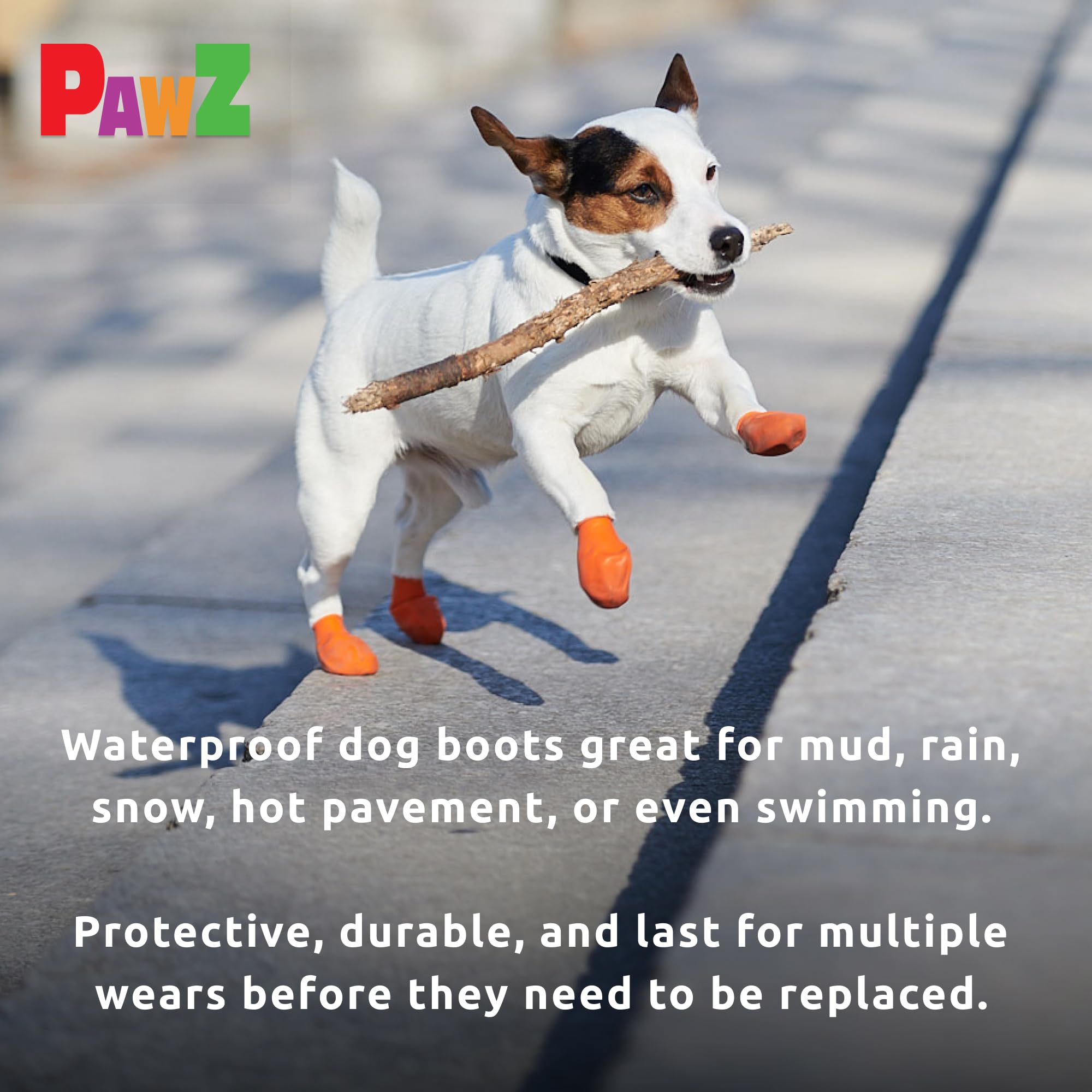Pawz Rubber Dog Boots For Paws Up To 2', 12 Pack - All-Weather Dog Booties For Hot Pavement, Snow, Mud, And Rain - Waterproof, Anti Slip Dog Socks - X-Small, Black