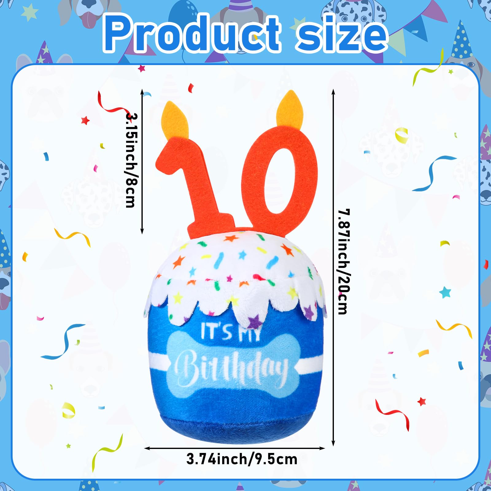 Dansydaisy Dog 10Th Birthday Cake Toy Accessories For Girl Boy Gifts, Blue Squeaky Plush Toy For Dog Birthday Party Decor Favor
