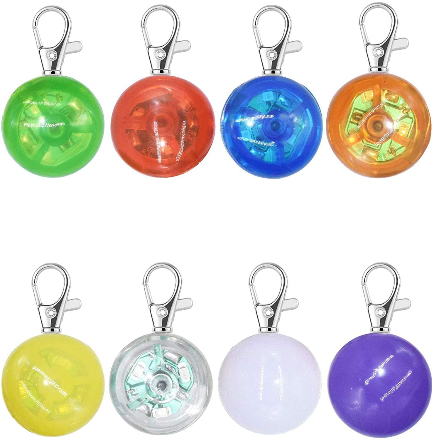 Xiaojuan 8 Packs Led Dog Collar, Led Light Up Clip-On Dog Collar Light, Dog Lights For Night Walking,Waterproof Dog Night Light,