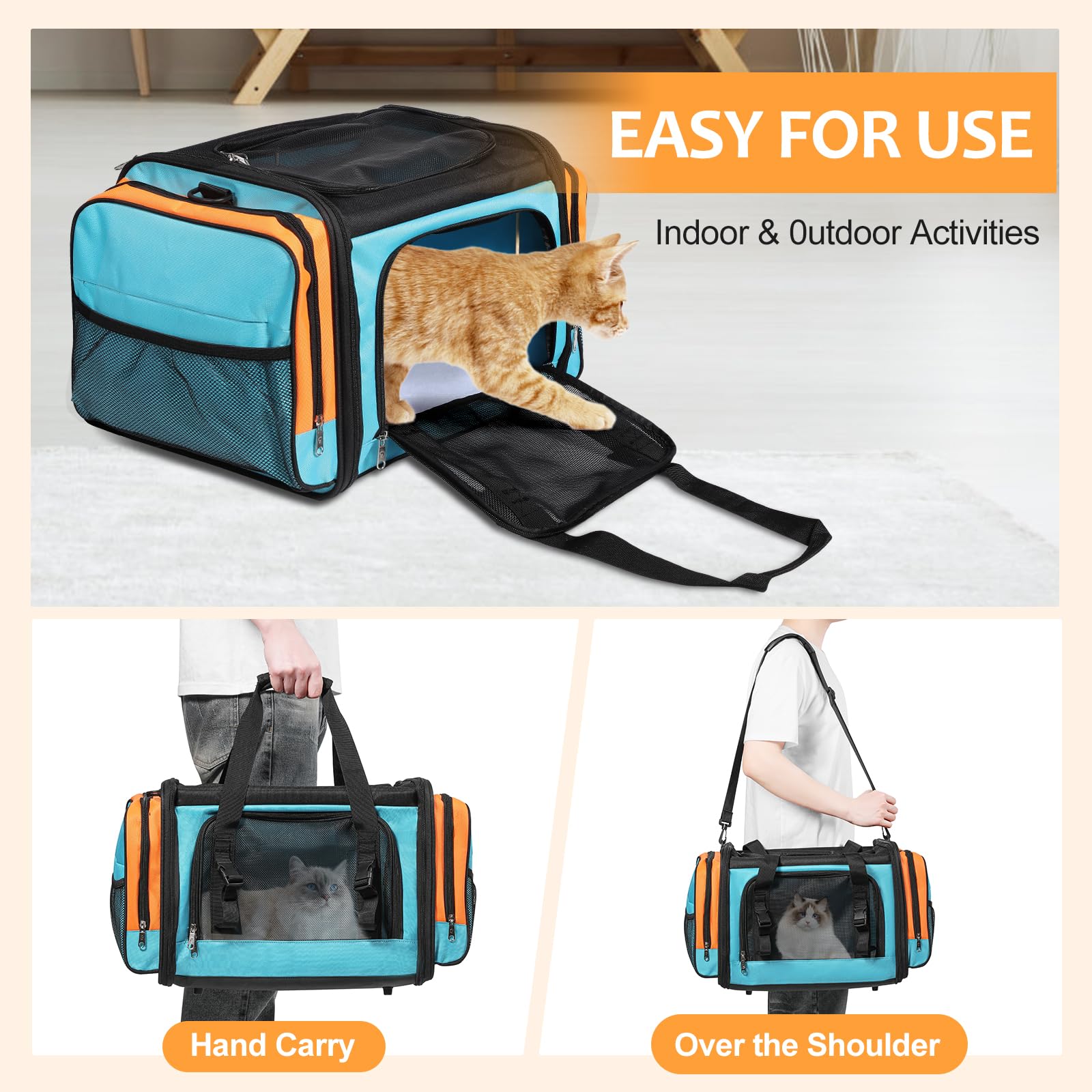 Discala Large Cat Carrier, Pet Carrier, Dog Carrier For Small Dogs, Cat Carrier Soft, Collapsible Large Pet Carrier For Travelin