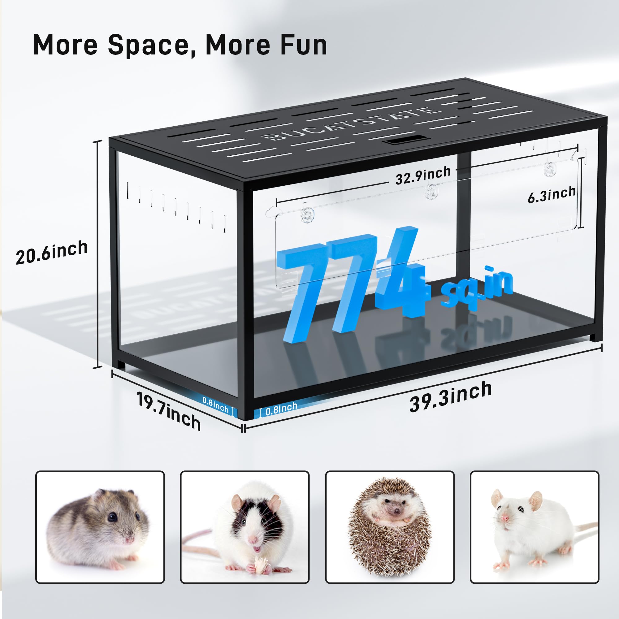 Bucatstate Hamster Cage Metal 2.0 - Small Animal Habitats Large Stackable With Top Access Easy Assemble 39.3L*19.7W*20.6H Inches