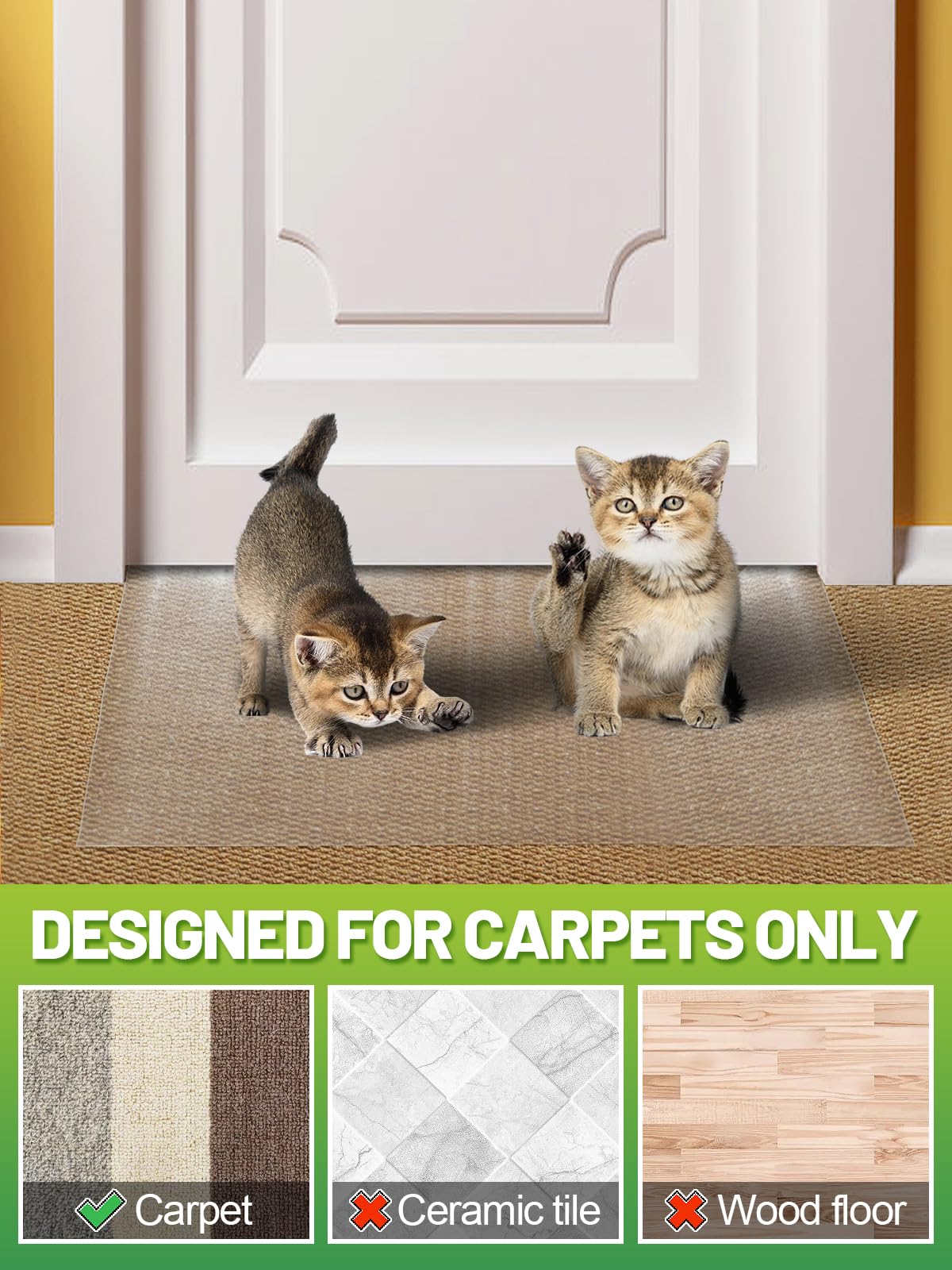 9.18Ft(L) Carpet Protector For Pets - Anti-Slip Cat Carpet Protector, Scratch Resistant Pets Scratch Stopper, Easy To Cut Floor