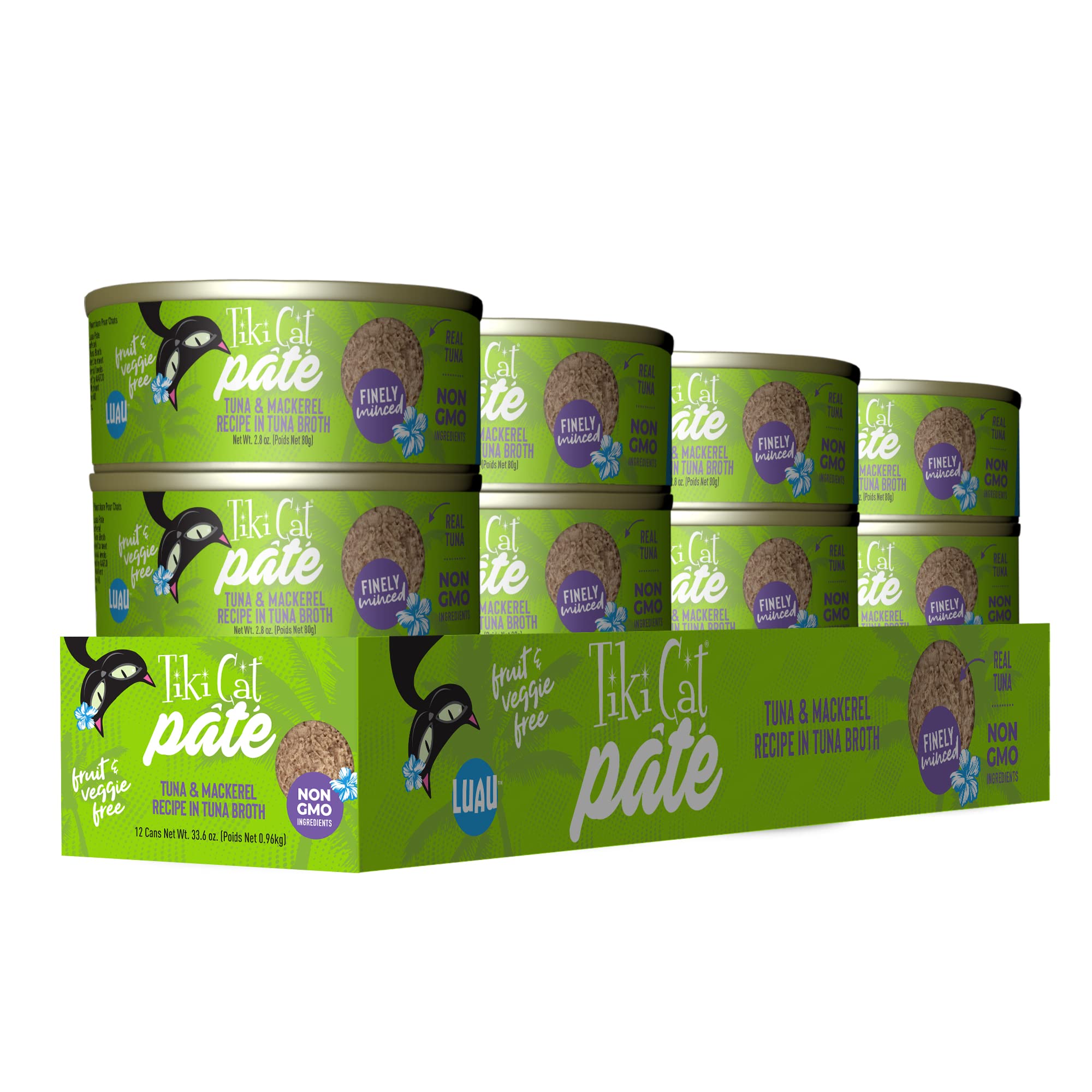 Tiki Cat Luau Pt  , Ahi Tuna & Mackerel Recipe in Tuna Consumme, Grain-Free Balanced Nutrition Wet Canned Cat Food, for All Life