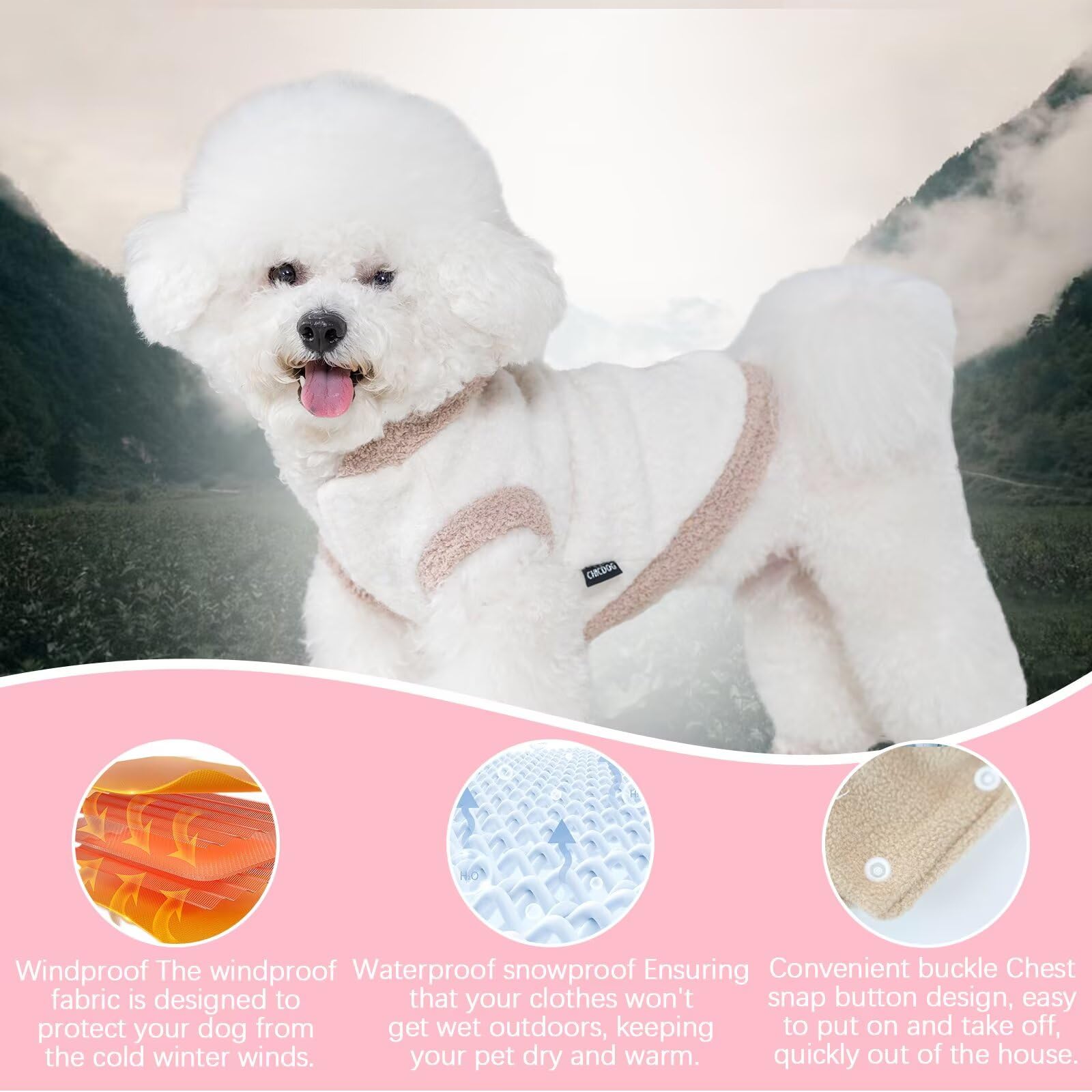 Coffee M Cat & Dog Winter Coats - Warm & Waterproof Snowsuits With Built-In Harness For Small & Medium Dogs & Cats