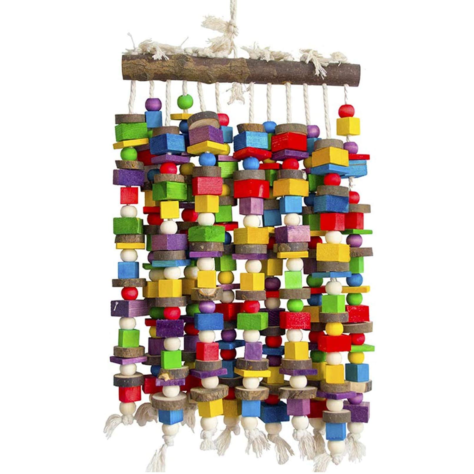 Deloky Extra Large Bird Parrot Chewing Toy-Multicolored Natural Wooden Blocks Bird Tearing Toys Suggested For Macaws Cockatoos,A