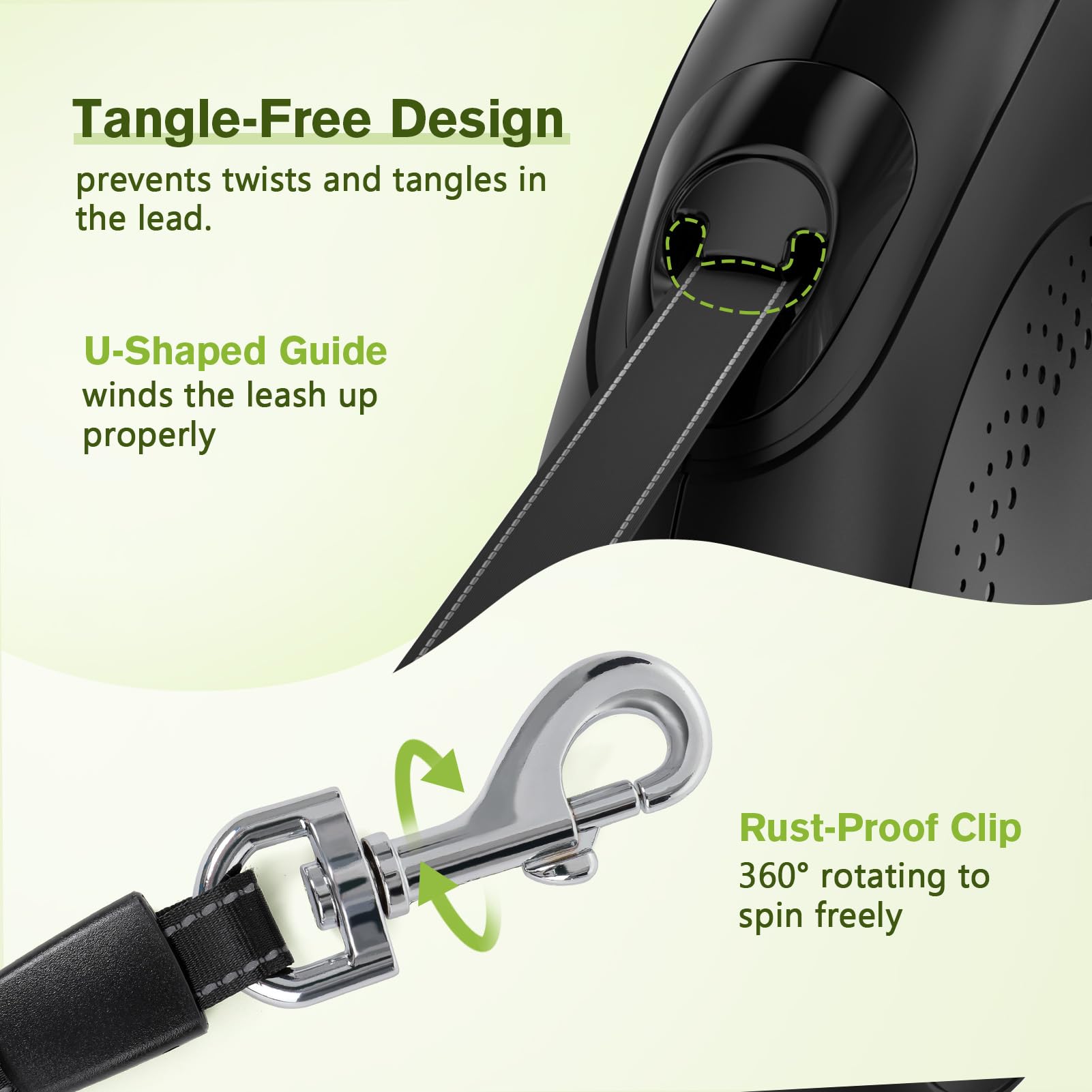 Pecute 26 ft Retractable Dog Leash, Heavy Duty Dog Leash with Anti-Slip Handle, 360 Tangle-Free, Nylonup Leash, One-Button Contr