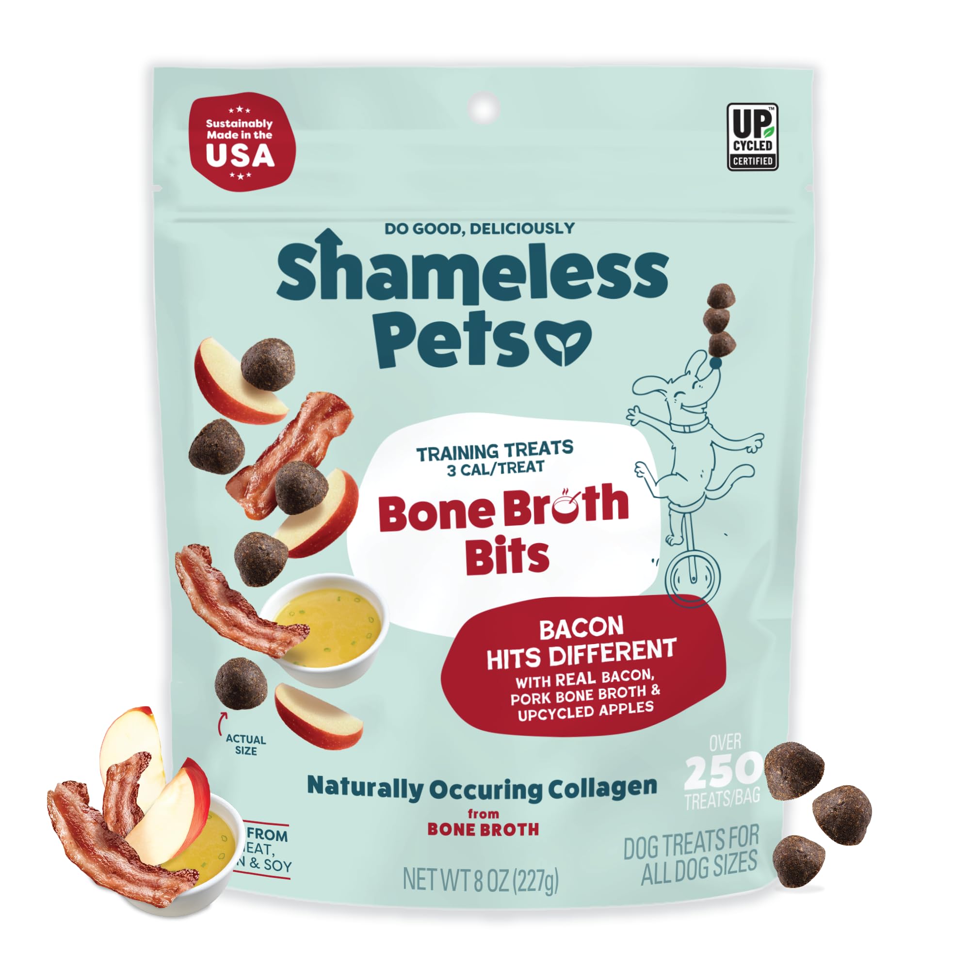 Shameless Pets Dog Training Treats, Bacon Bone Broth Bits - Natural & Healthy Puppy Dog Treats - Soft Training Treats for Dogs w
