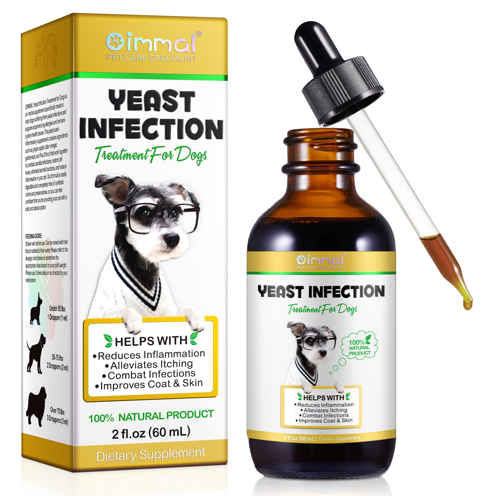 Yeast Infection Treatment for Dogs, Natural Dog Yeast Infection Treatment Supports Itch Relief, Ear Infection, Allergy Relief, P