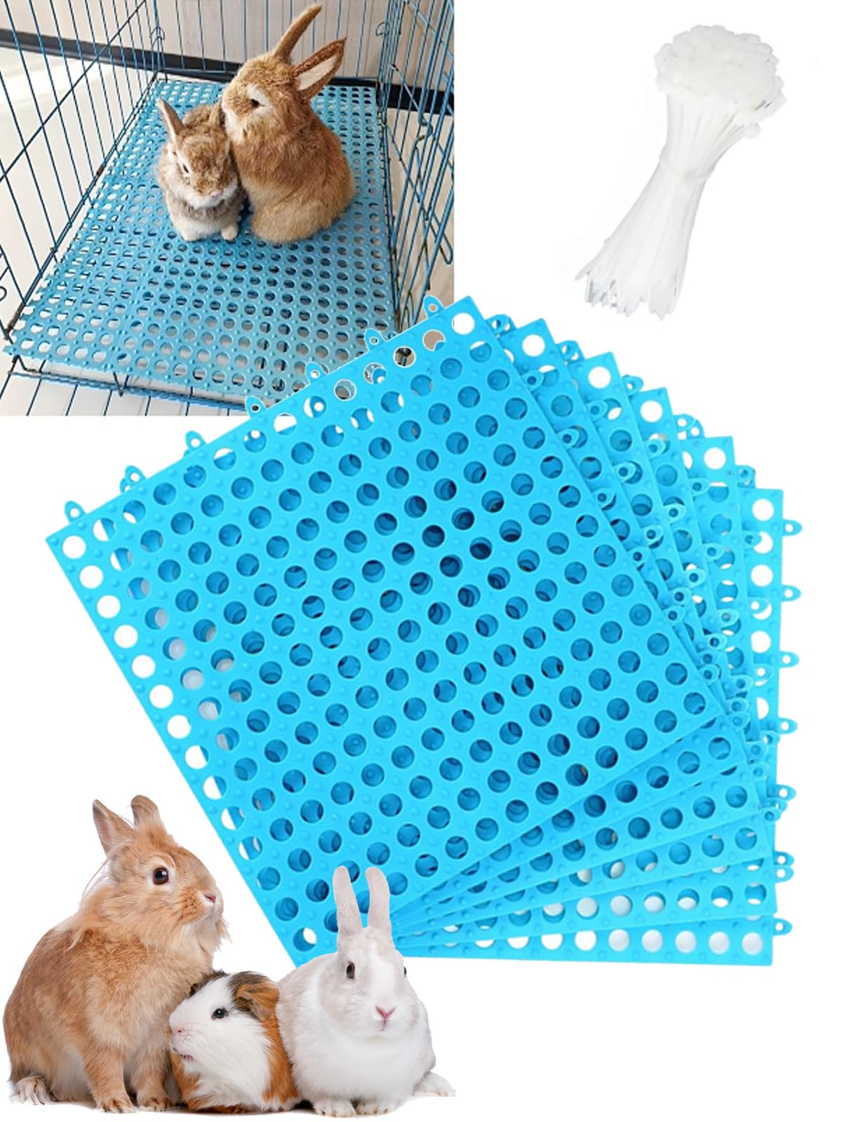 Niwaes Rabbit Cage Mat For Feet - Pack Of 8 Plastic Rabbits Resting Mats 12X12In Bunny Foot Pad Small Animal Cage Accessories Fo