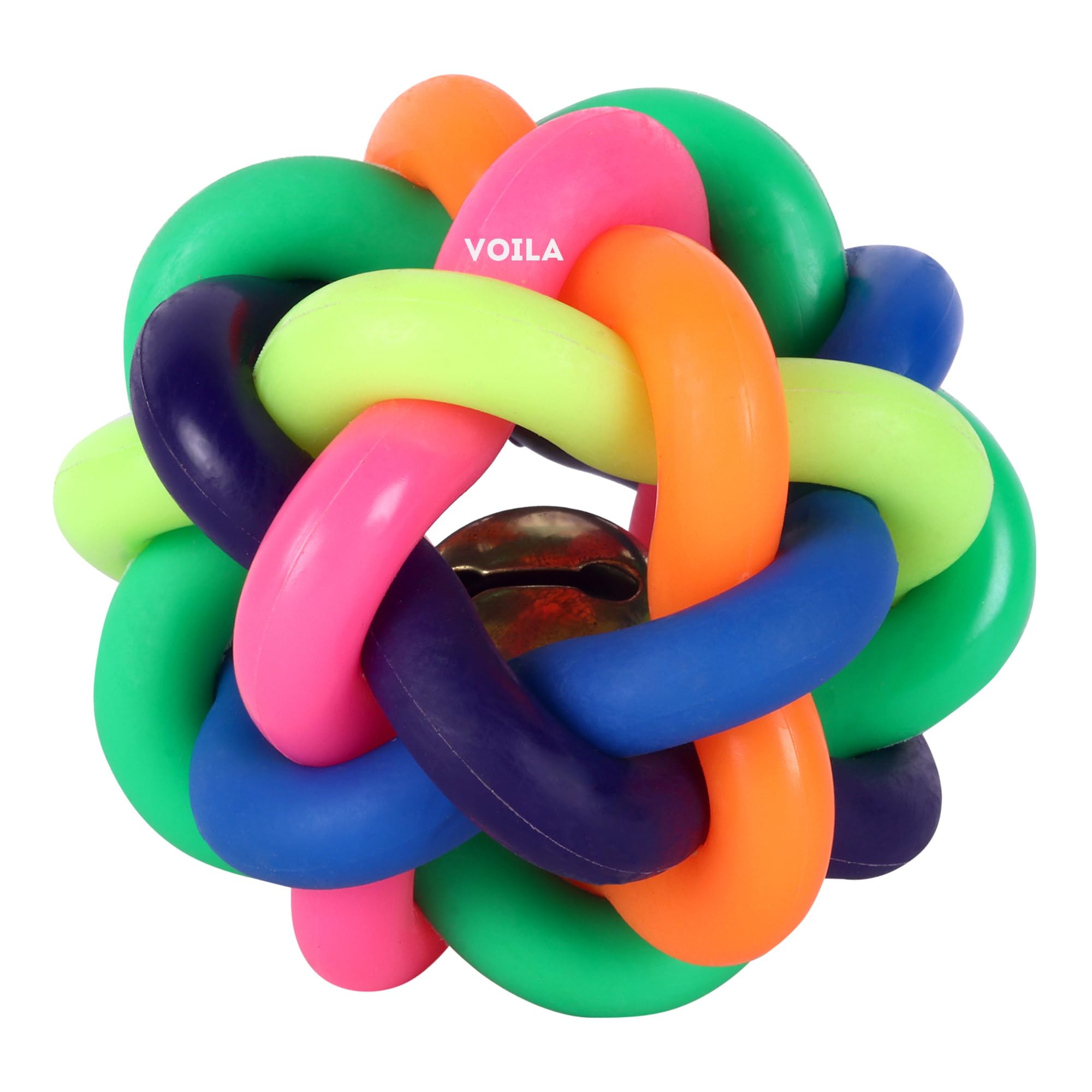 Voila MultiColor DogToy Ball, Durable & Bouncy Fetch Ball For Extra Small, Small & Medium Breeds, Interactive Rubber For Teeth