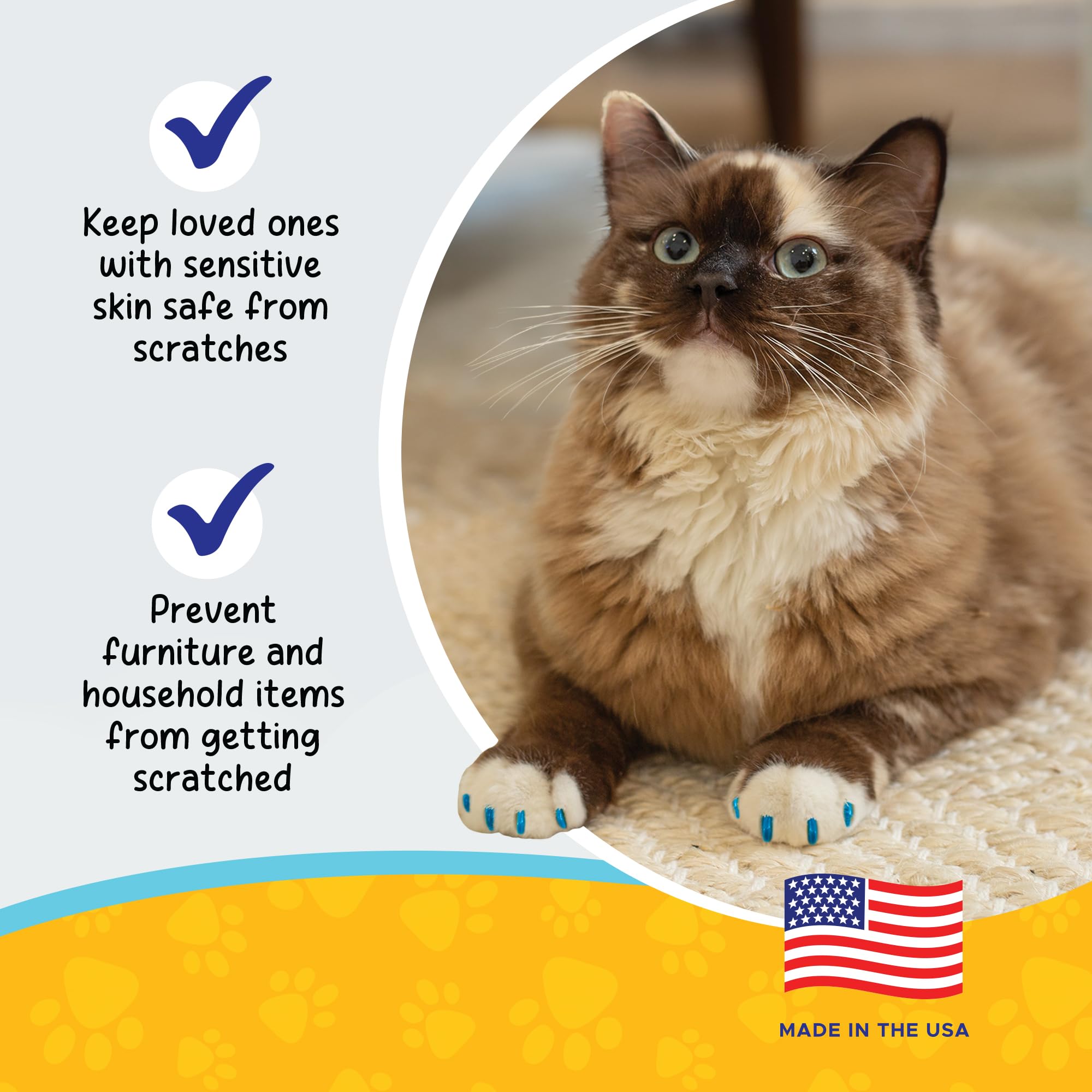 Soft Claws Safe Scratch-Free Solution For Cats - Cls (Cleat Lock System), Size: Medium, Color: Blue