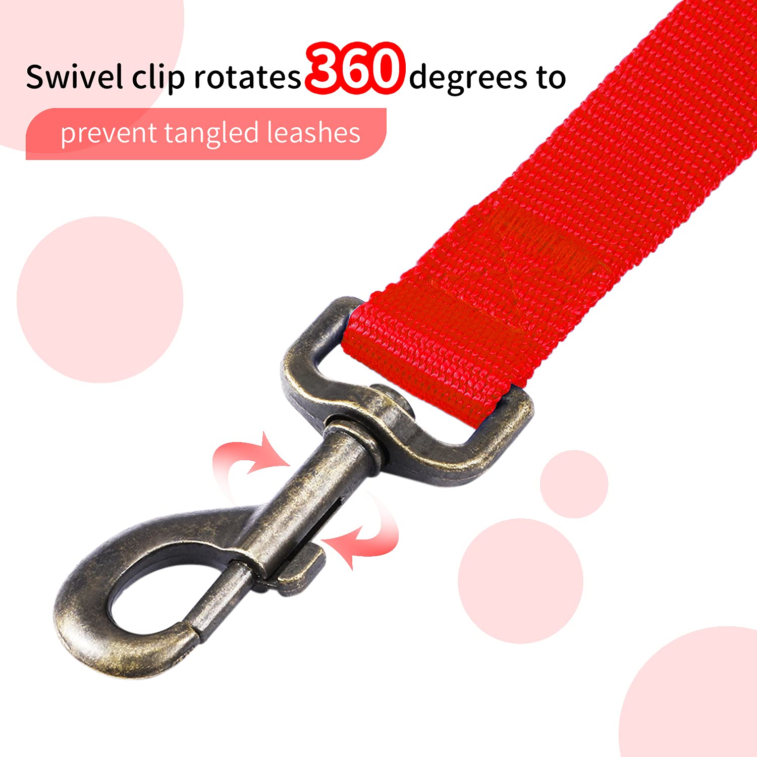 Hikiss Long Dog Leash Obedience Recall Training Agility Lead With Thickening Material For Large Dog - 15Ft 20Ft 30Ft 50Ft 100Ft Training Leash(Red 15Ft)