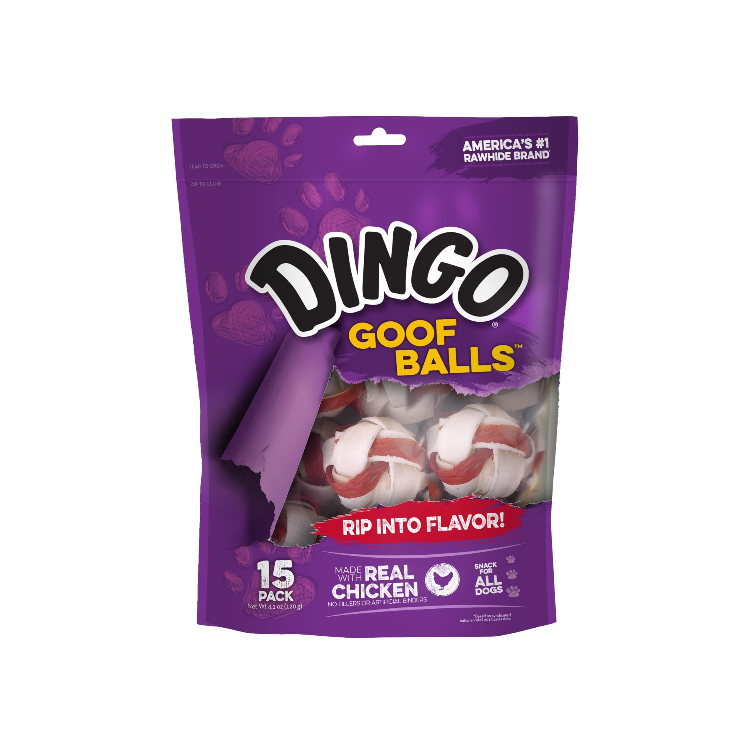 Dingo Goofballs Chicken & Rawhide Chews For Dogs, 15 Count