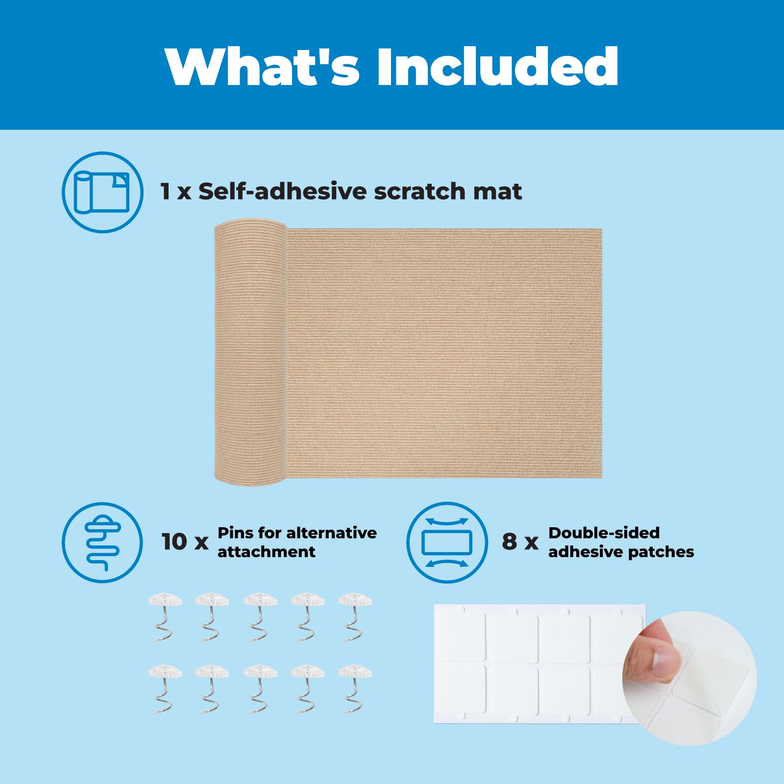 Best Pet Supplies Catify Peel & Stick Cat Scratching Mat - Self-Adhesive, Trimmable Cat Scratch Pad Cover - Carpet, Sofa, Furnit