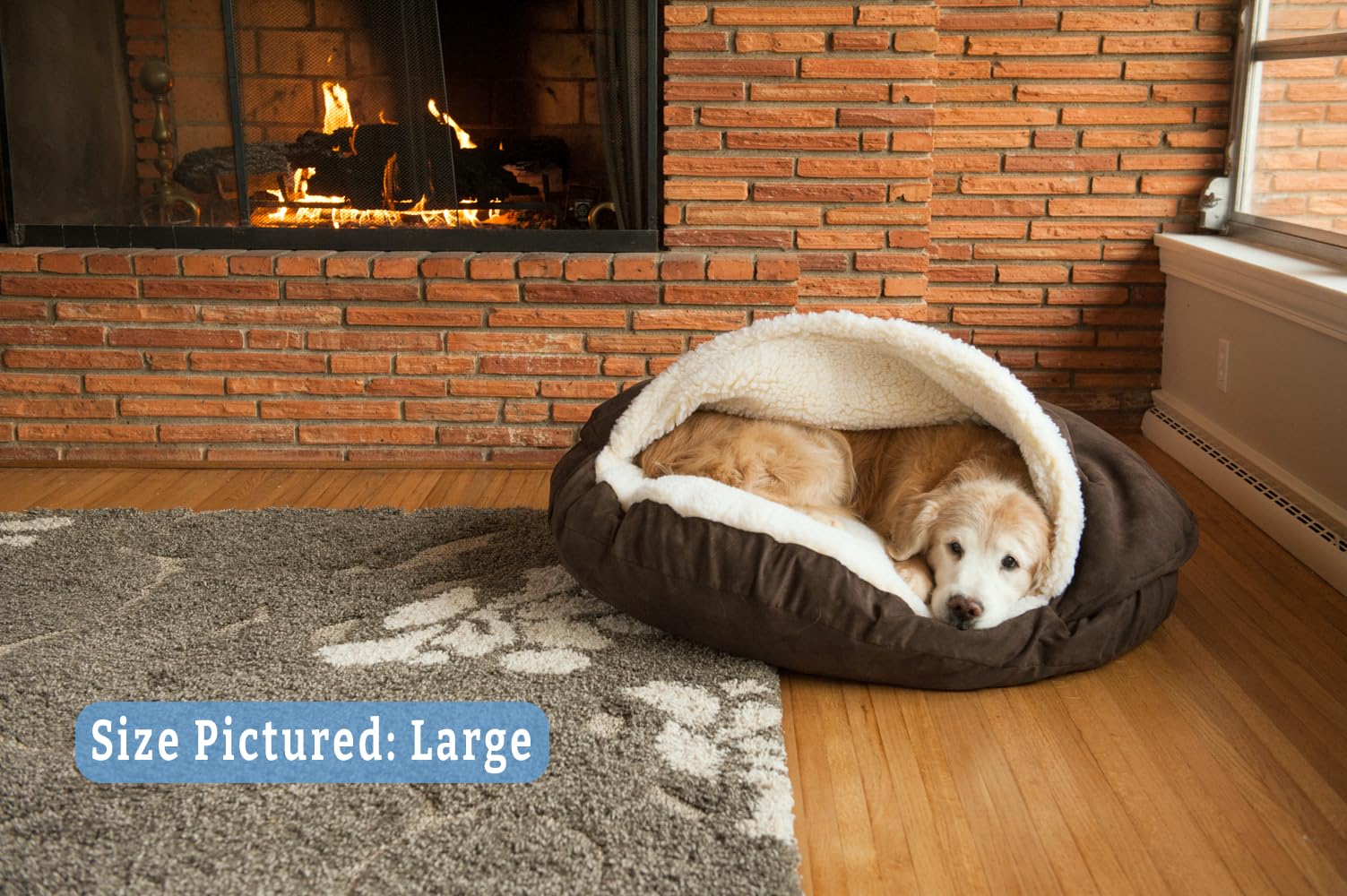 Snoozer Luxury Microsuede Cozy Cave Pet Bed, Extra Large, Hot Fudge