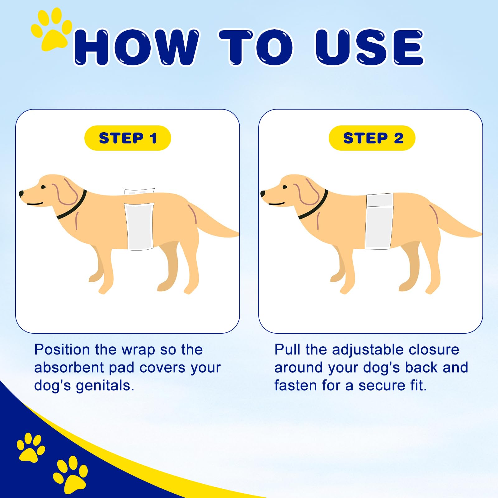 Xpcare 50 Count Disposable Male Dog Diapers, Male Dog Wraps,Super Absorbent Leak-Proof Fit (Medium)