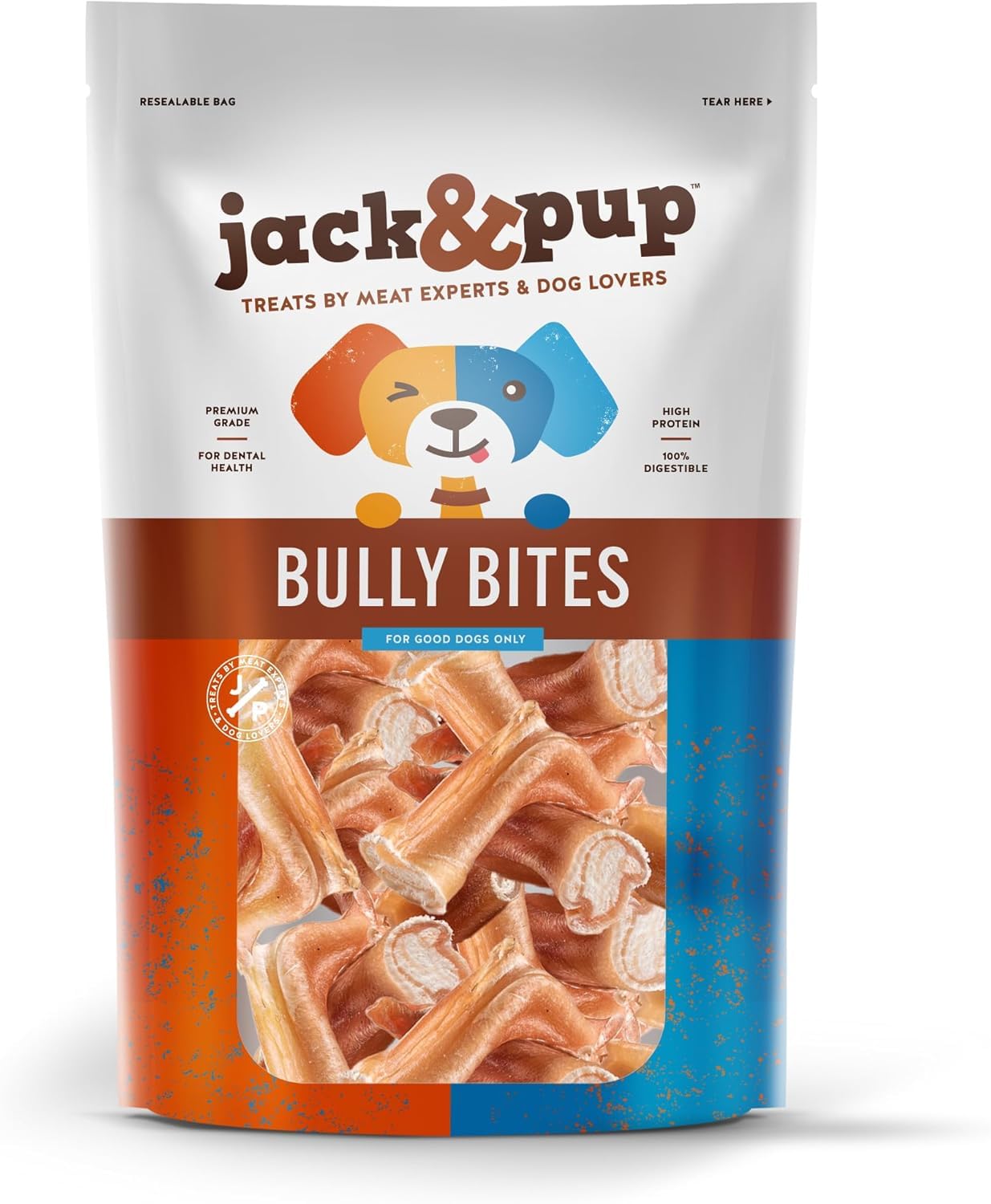 Jack&Pup Bully Bites (2 LB Bag), Small Bully Sticks for Small Dogs, 1-3 Inch Chews for Puppies, Seniors and Smaller Dogs