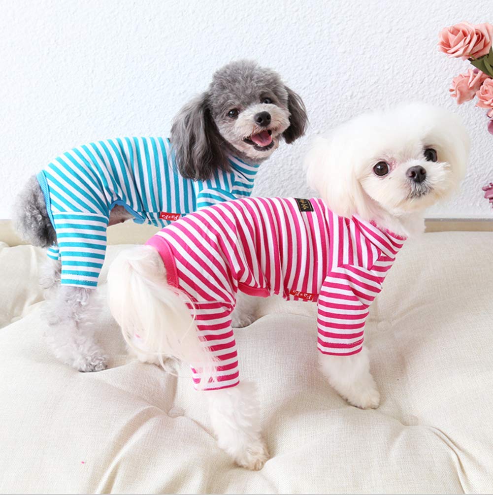 Hdwk&Hped Soft Cotton Dog Pajamas For All Seasons, Striped Pet Bottoming Jumpsuit For Small Dog Cat Puppy (#3, Striped Style - 2