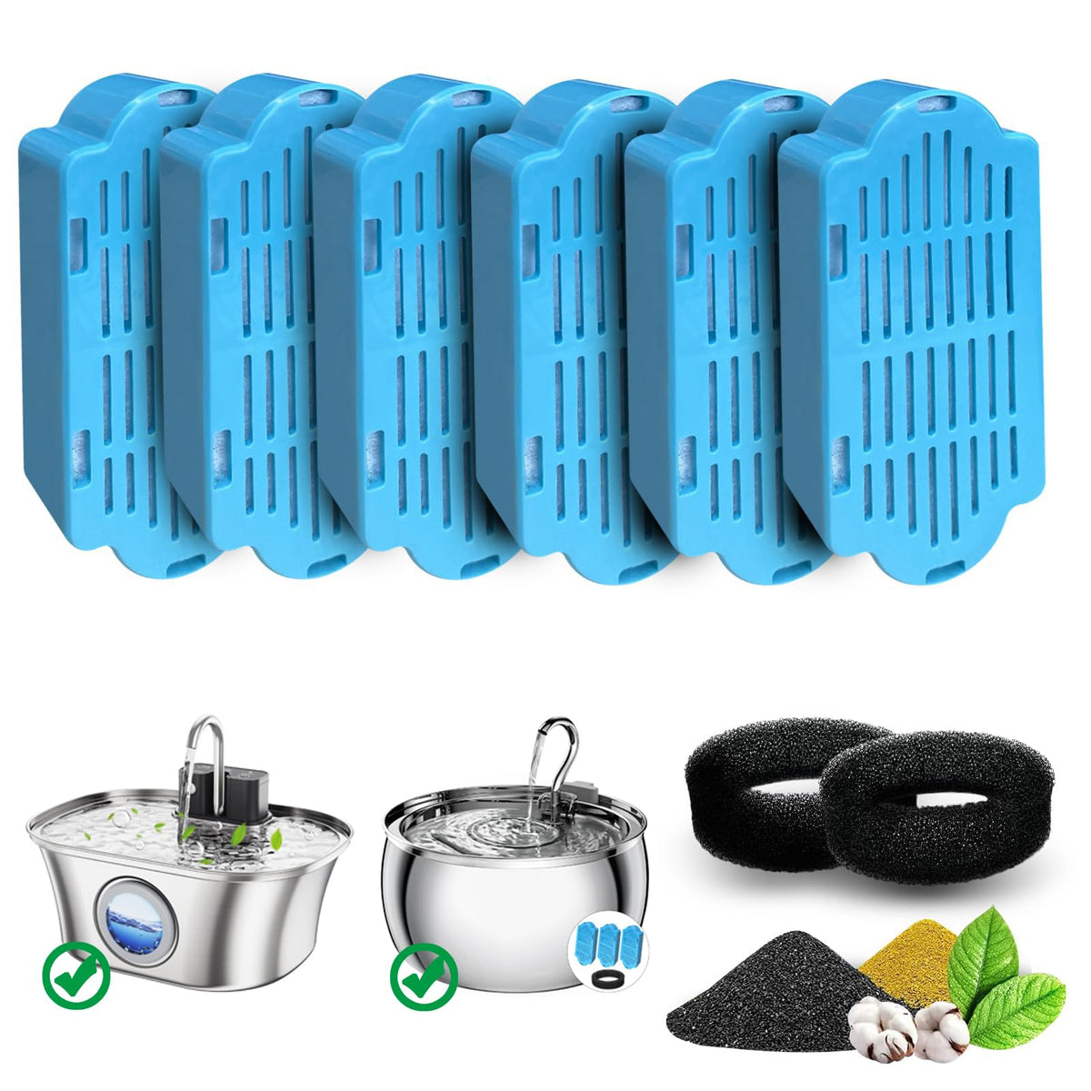 Fwmb Cat Water Fountain Filters,Pet Water Fountain Replacement Filter For 108Oz/3.2L And 135Oz/4.0L Adjustable Water Flow Cat Fo