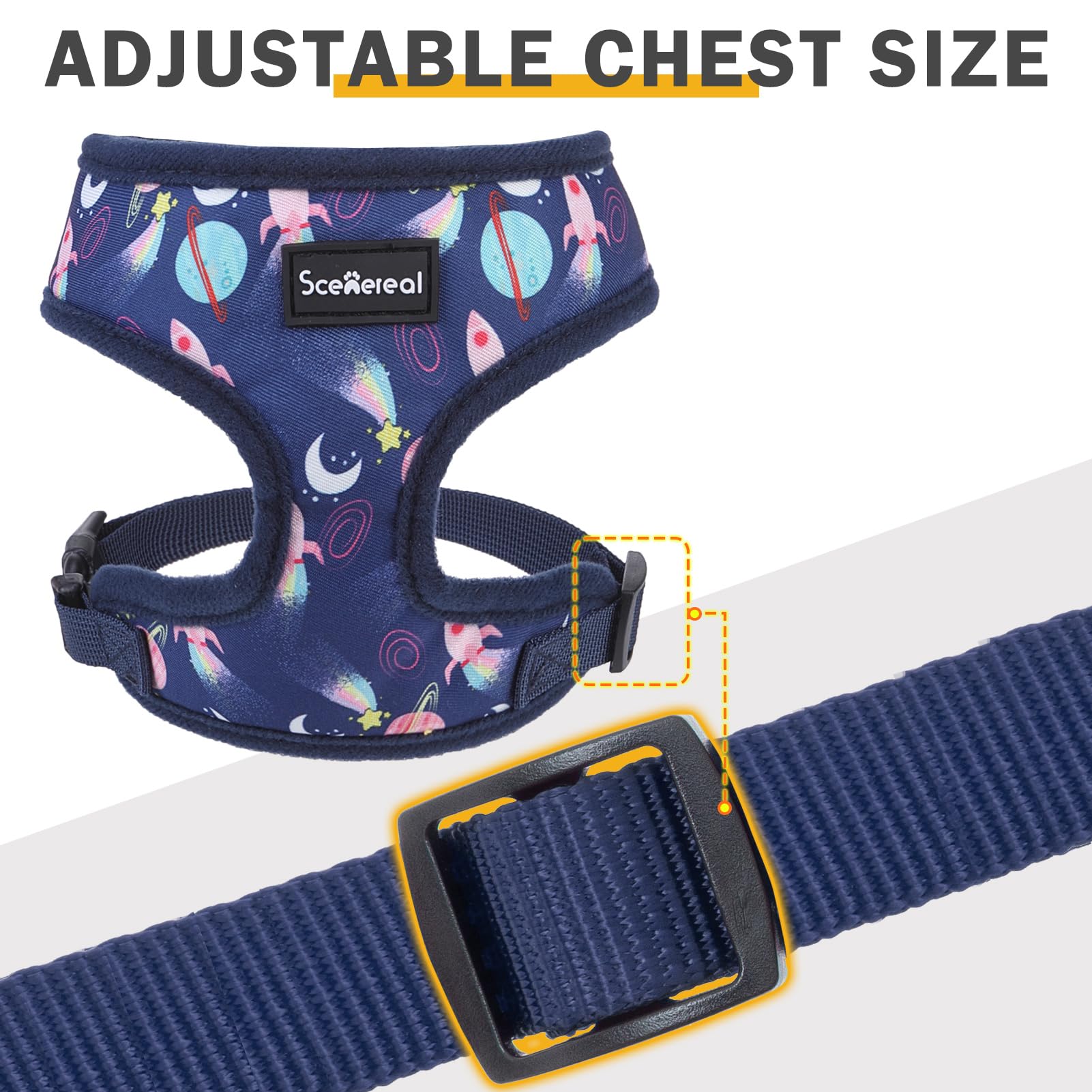 Scenereal Small Dog Harness Collar And Leash Set, Adjustable No Pull Pet Harnesses, No Chock Soft Mesh Step In Vest For Doggie P