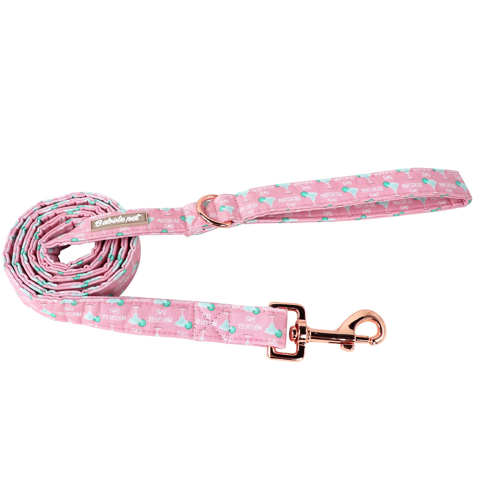 Babole Pet Dog Leash Pink Cocktails Durable Handmade Dog Leashes With Soft Handle Manual Dog Leashes Matching Cocktails Dog Coll