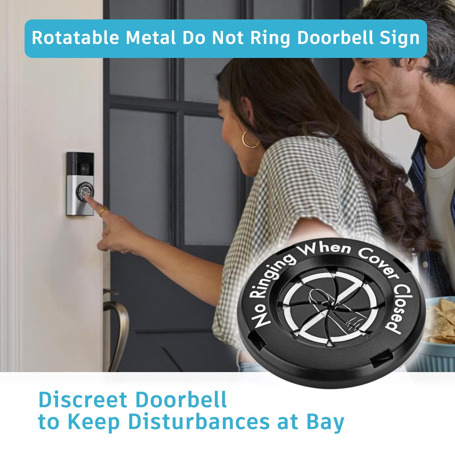 Ugotfeels Metal Do Not Disturb Sign | Small Alloy Steel | Black Circle1 | Ideal for Napping, Baby Sleep & Dog Barking