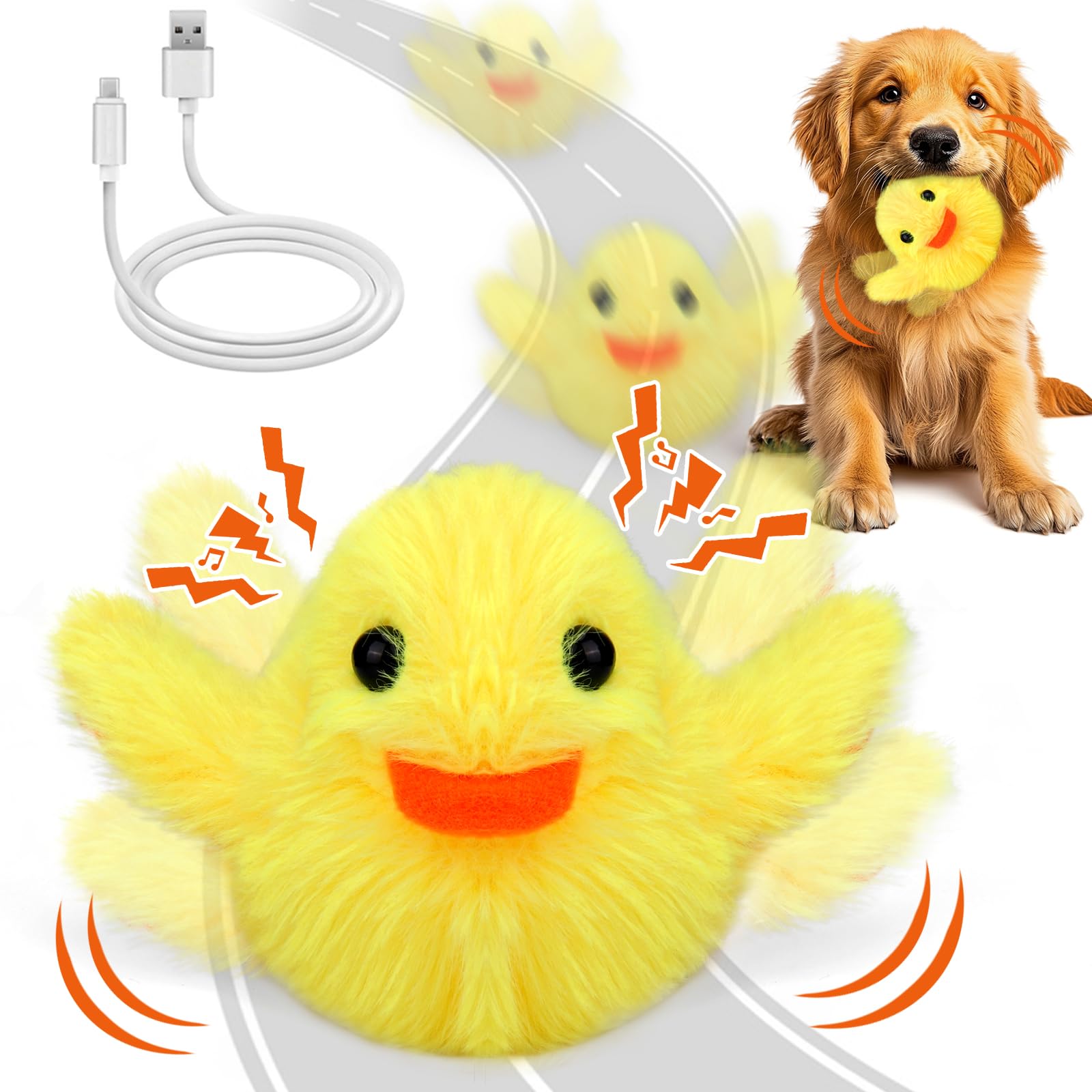 Mity Rain Interactive Duck Dog Toys - Touch Activated, Squeaky, Enrichment For Small/Medium/Puppy Dogs