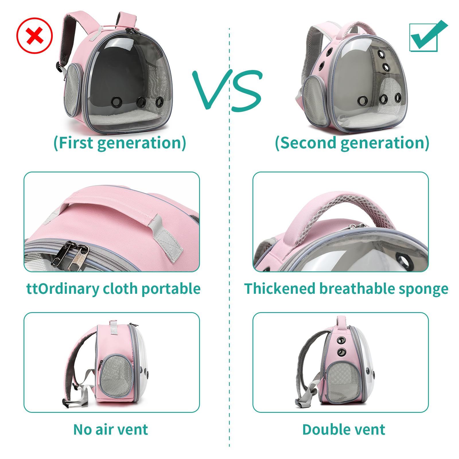 Ioview Portable Travel Pet Backpack Carrier Hamster Bag Guinea Pig Bird Small Dog Cat Backpack Turtle Carrier Rabbit Cage Rabbit