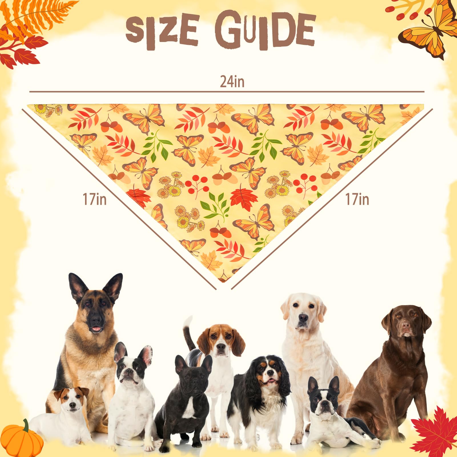Pupteck Fall Dog Bandanas 4Pcs For Thanksgiving Day - Autumn Soft Pet Triangle Bibs Scarf, Pet Accessories For Small Medium Larg