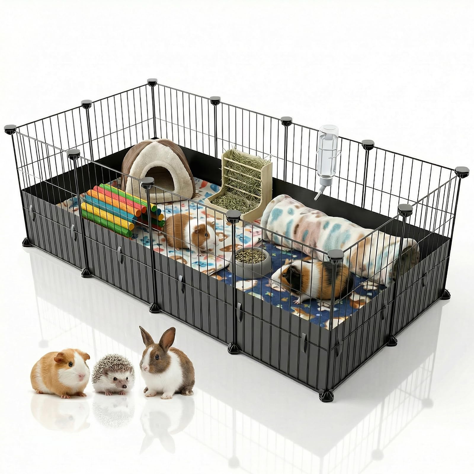 Oneluck Guinea Pig Pet Cage with 7.1 Inchs Leakproof Canvas Bottom,8 Square Feet for 2 Pets, Small Animal House, Indoor Habitat 