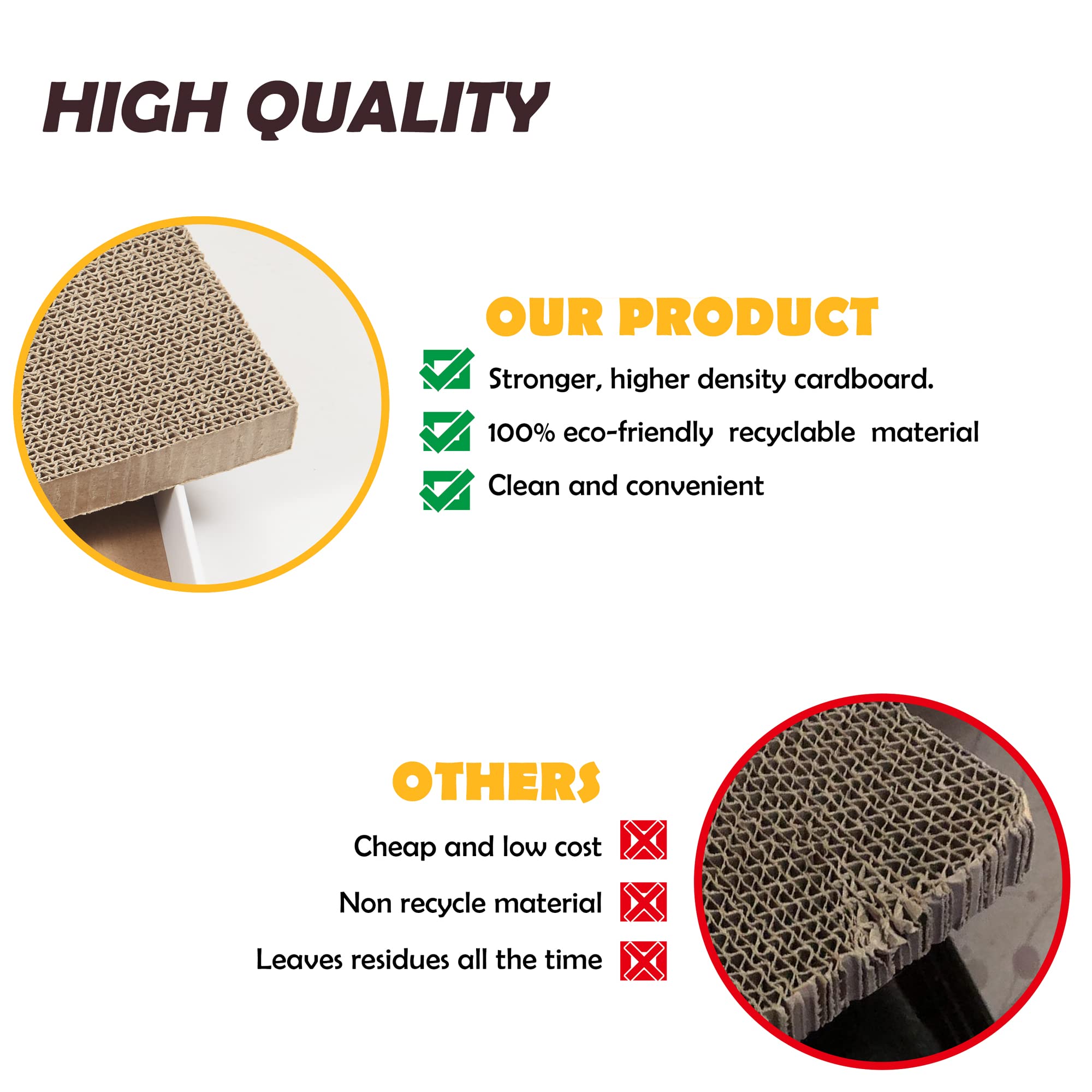 SMARTBEAN Cat Scratcher - Reversible Cardboard Design, 17.3"L x 7.9"W x 4.7"H, Gray/Beige, Model SB0007,