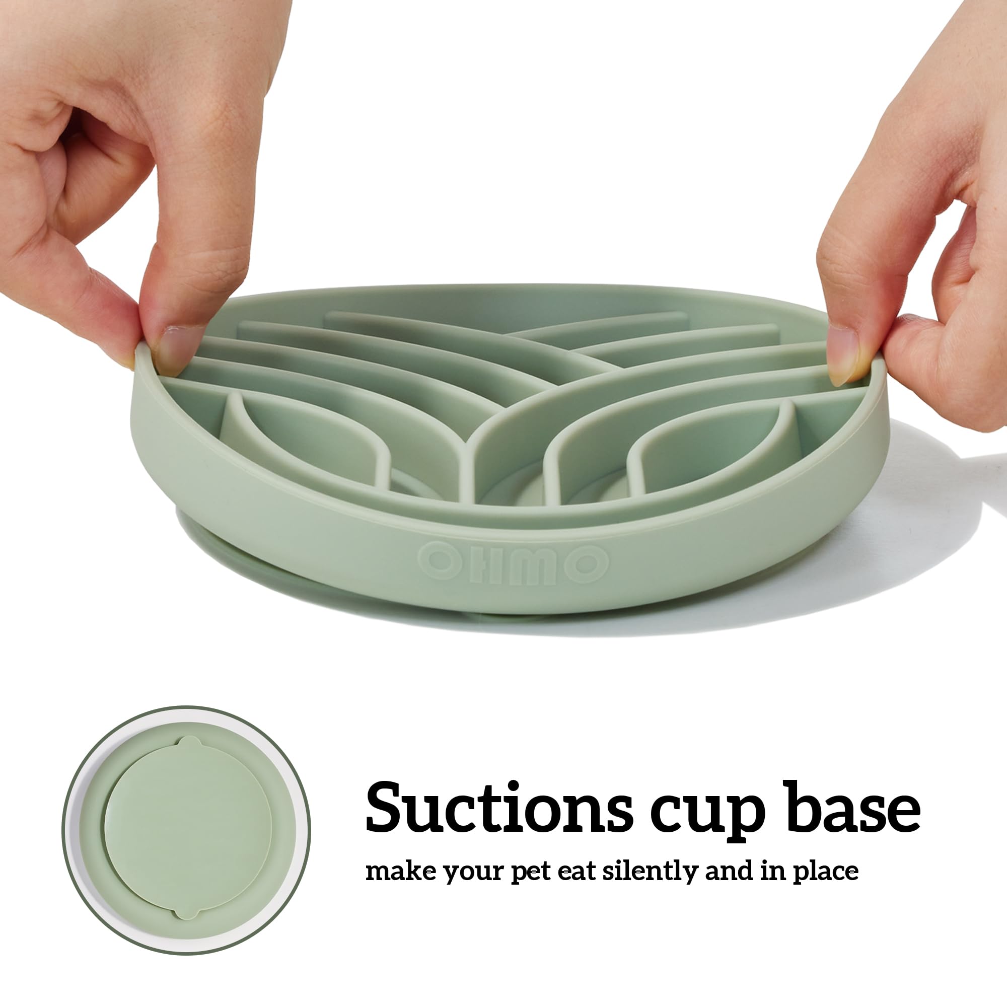 OHMO Slow Feeder Dog& Cat Bowl, Silicone Puppy Cat Food Bowl with Anti-Slip Suction Cup Slow Down Small Dogs Eating, Anti Chokin